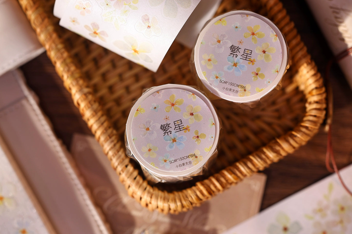 XiaoBaiJia Minimalist Style【Stars】Light Retro Orginal Design Washi Pet Tape Landscape Stickers