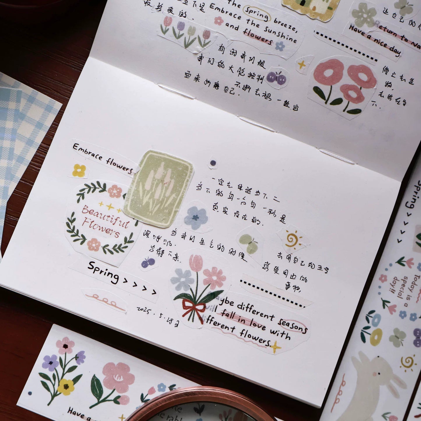 YiEr Minimalist Style Vol4【Rabbit Flower Story】Pre-cut Light Retro Orginal Design Washi Pet Tape Landscape Stickers