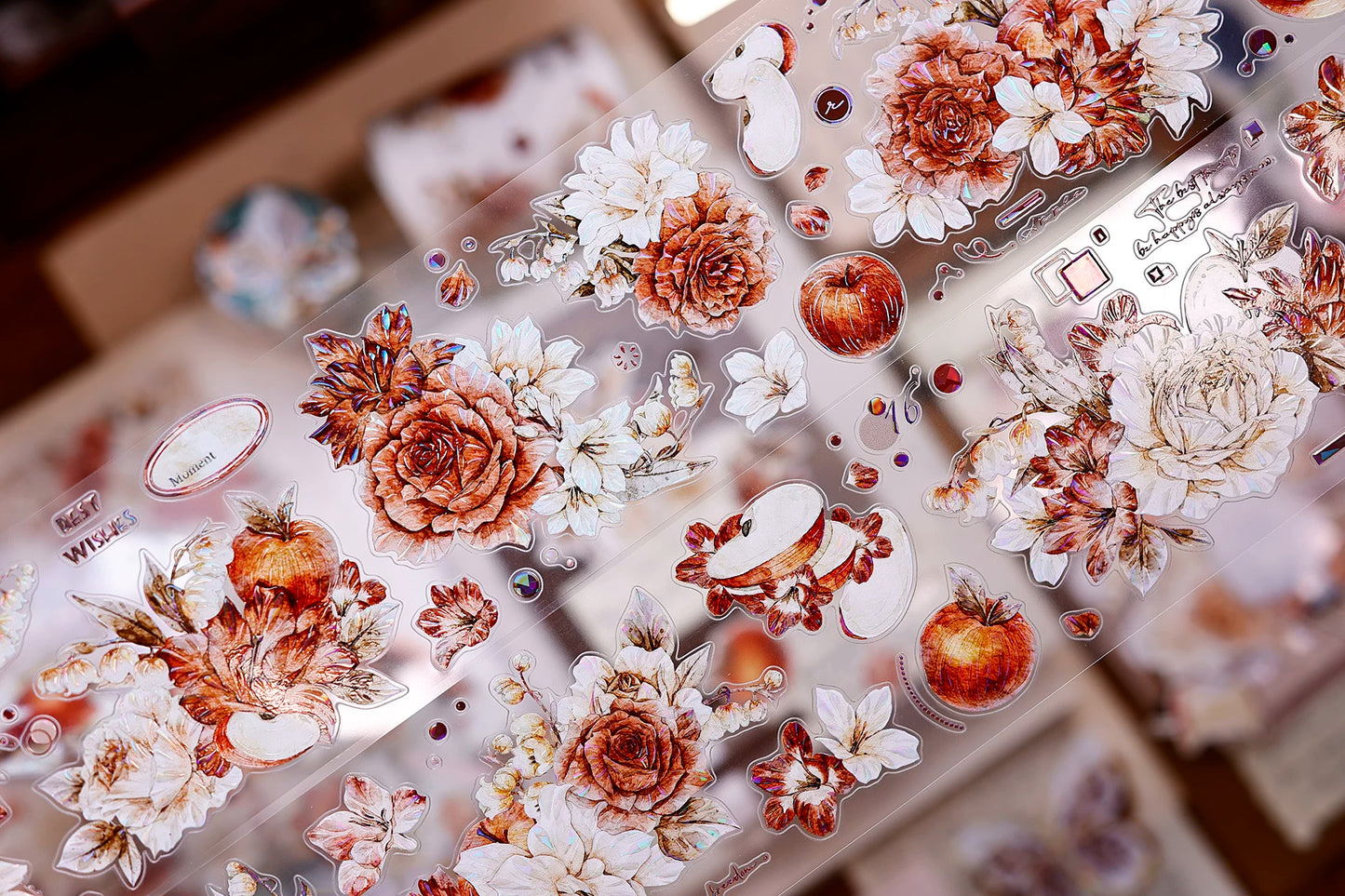 XiaoBaiJia【Sweet Dream Blossoms】Orginal Design Kiss-cut Washi/Pet Floral Tape Light Retro Landscaping Stickers