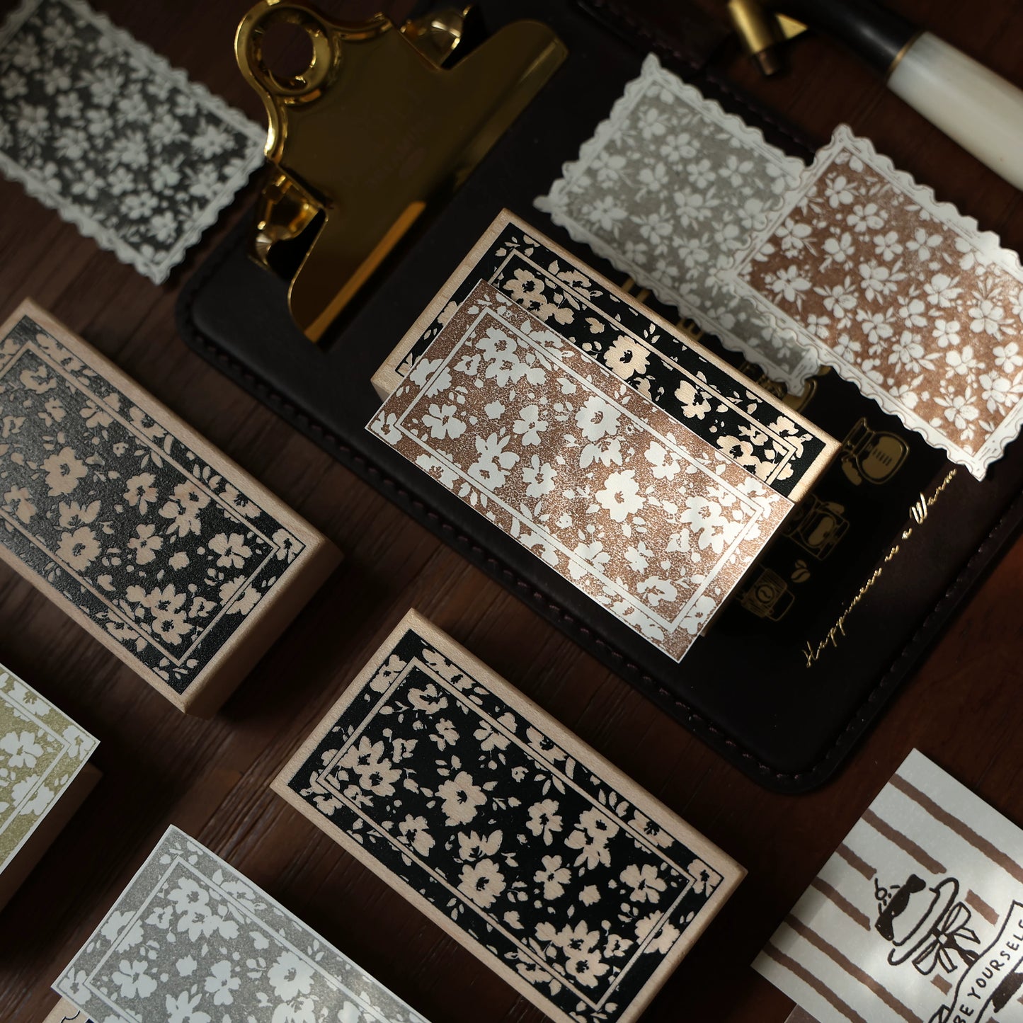 YiEr Vol16【Floral Notes Stamp】Imported Maple Red Rubber and Maple Wood Stamp