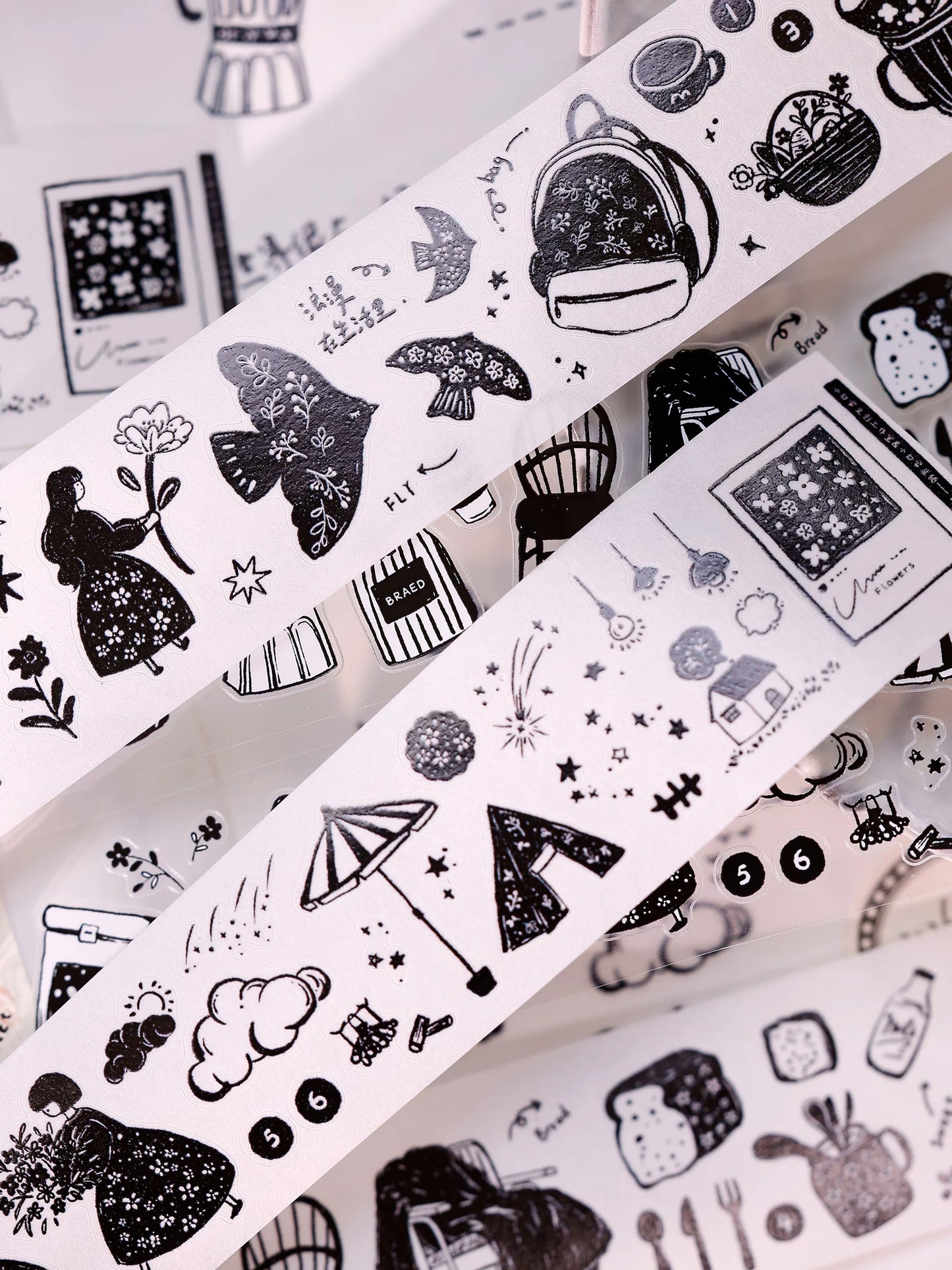XiaoBaiJia Salt Series【Plain Color Painting】Pre-cut Orginal Design Mall Figures Embellish Washi/Pet Tape Light Retro Stickers