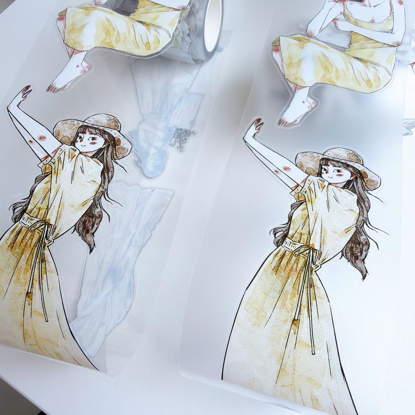 Kaixiaoxun Vol13【Maiden's Heart】 Pre-Cut Long Loop Washi/Matte PET Tape for Scrapbook Supplies,Junk Journal Supplies