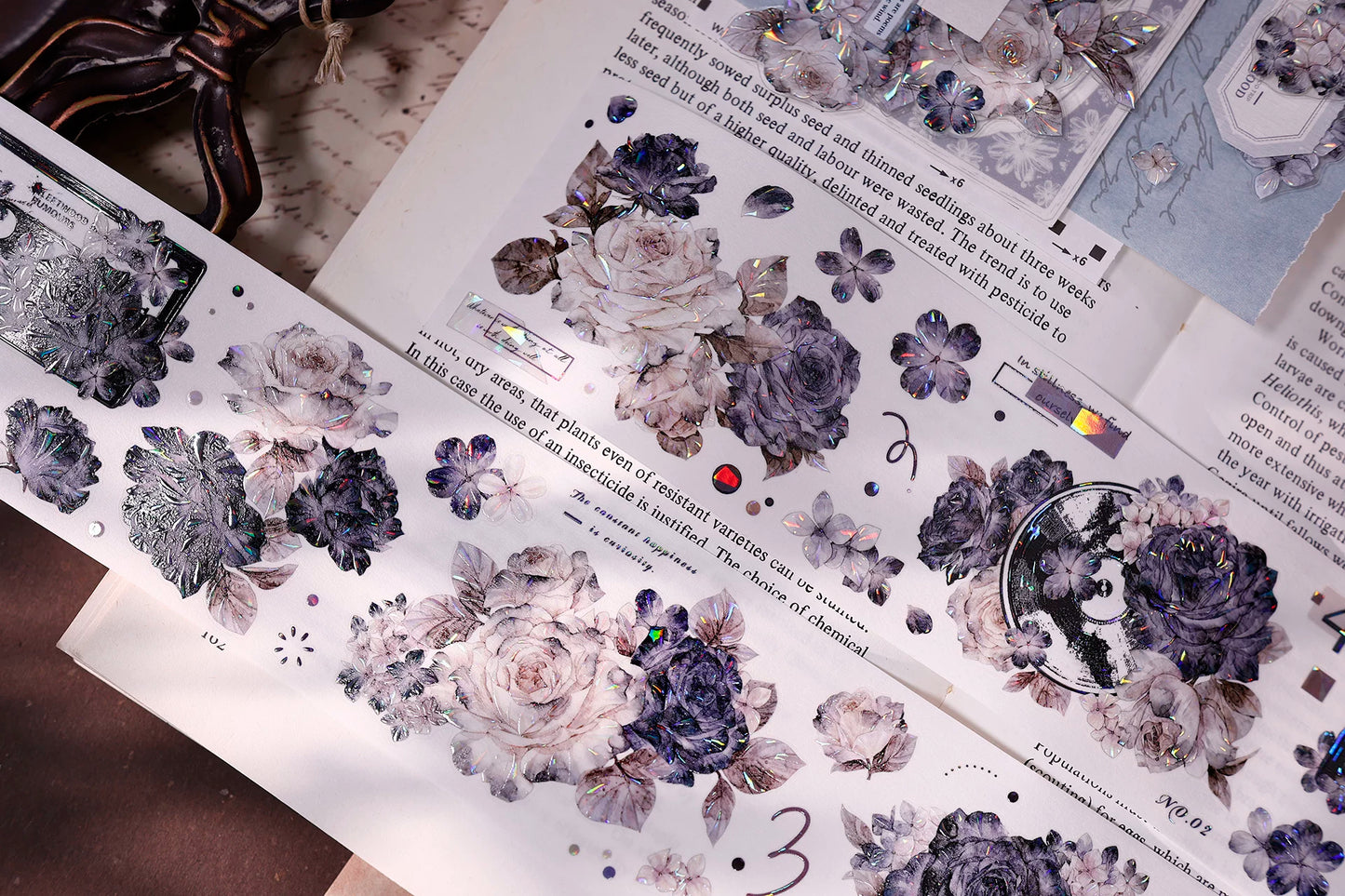 XiaoBaiJia【Cloud Ink Flower Cluster】Pre-cut Floral Orginal Design Washi Pet Tape Light Retro Stickers