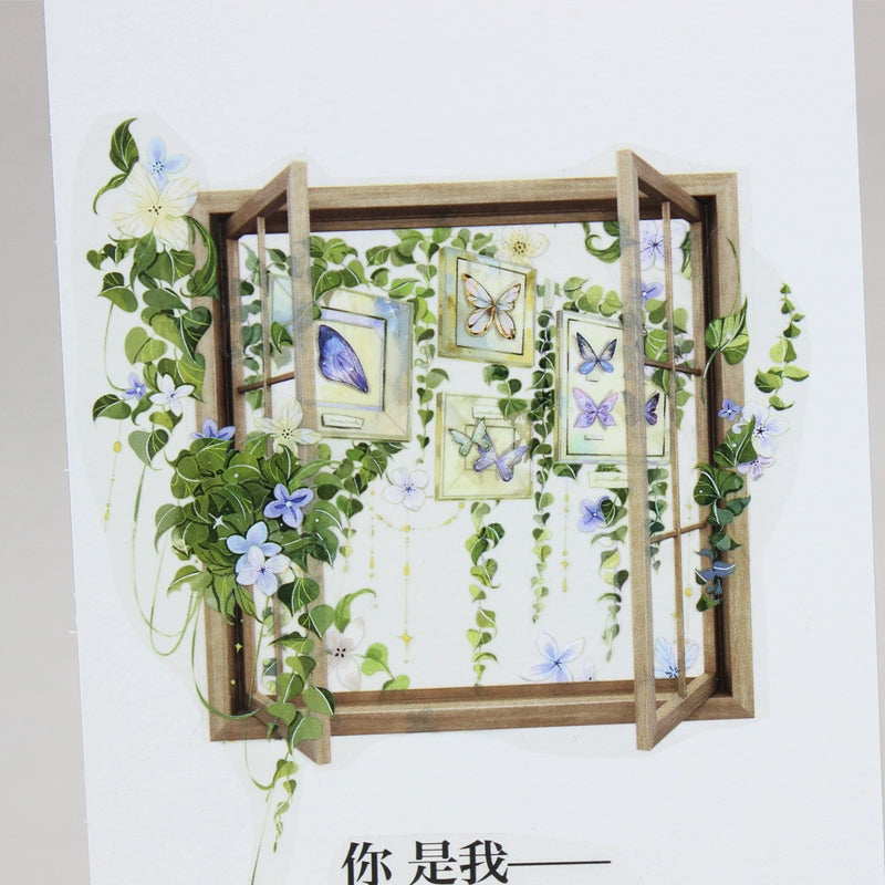 Moodtape【A Window With Autumn Border】window Landscape Frame Original Design Washi/Pet Tape Stickers,for Scrapbook Supplies,Scrapbook Tape Stickers,Junk Journal Supplies