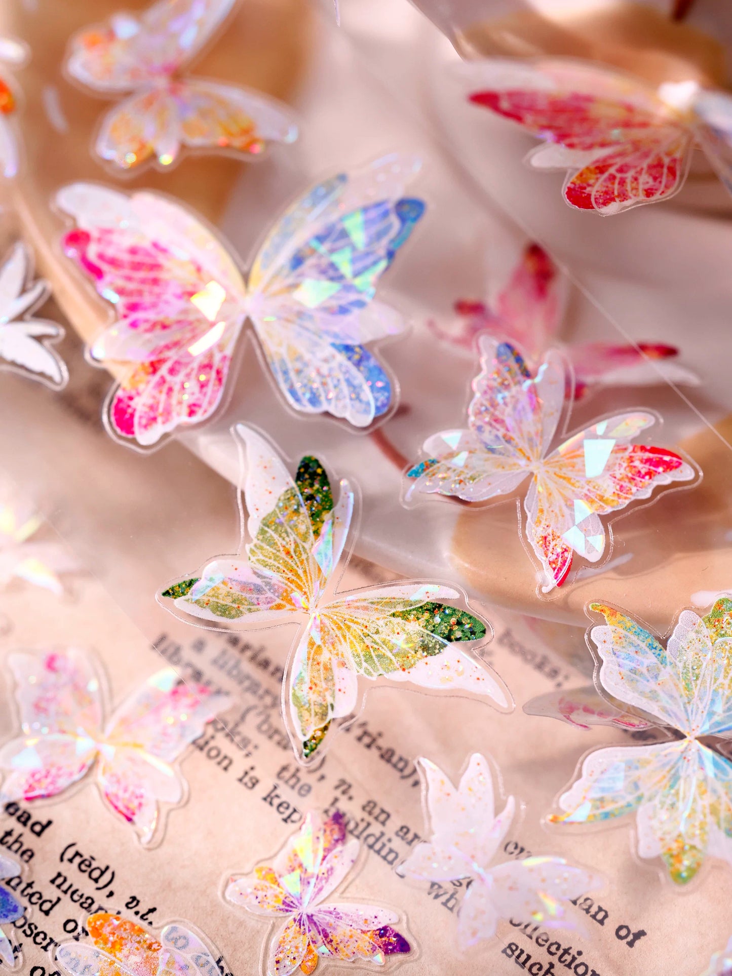 XiaoBaiJia【Liuli Butterfly Dance】Pre-cut Orginal Design Washi Pet Tape Light Retro Stickers