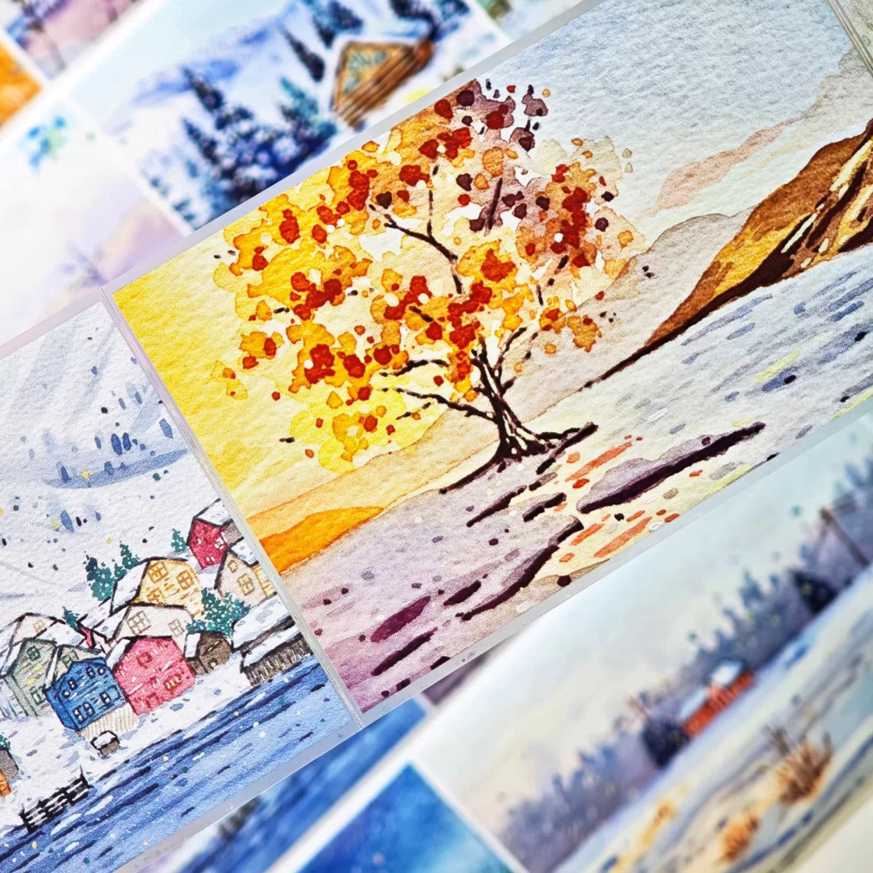 XingXing【Moon Sets Stars Sleep】 Pre-cut Light Retro Warm Healing Autumn and Winter Scenery Washi/PET Tape