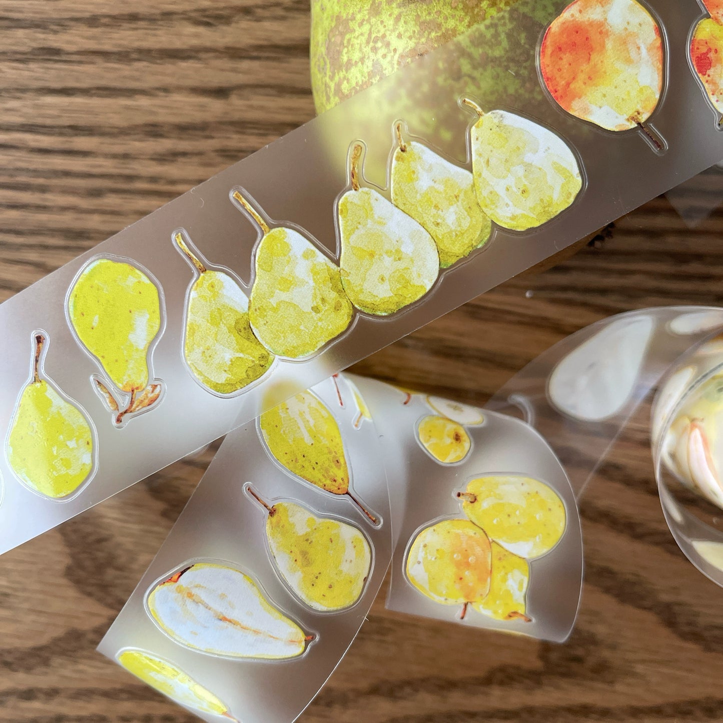 Seahorse Forest Vol7【A43#Big Pear】Original Design Pre-Cut Floral Washi/PET Tape Stickers,for Scrapbook Supplies,Journaling,Junk Journal,Bullet Journal,Planner Stickers