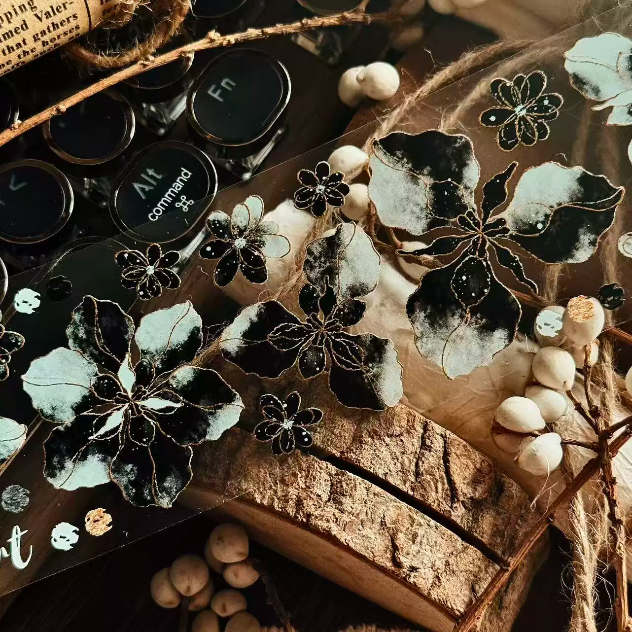 Linlanxi Vol13【Dark Kite Flowers Gradually】Original Design Retro Exquisite Vintage Decorative Washi/Pet Tape