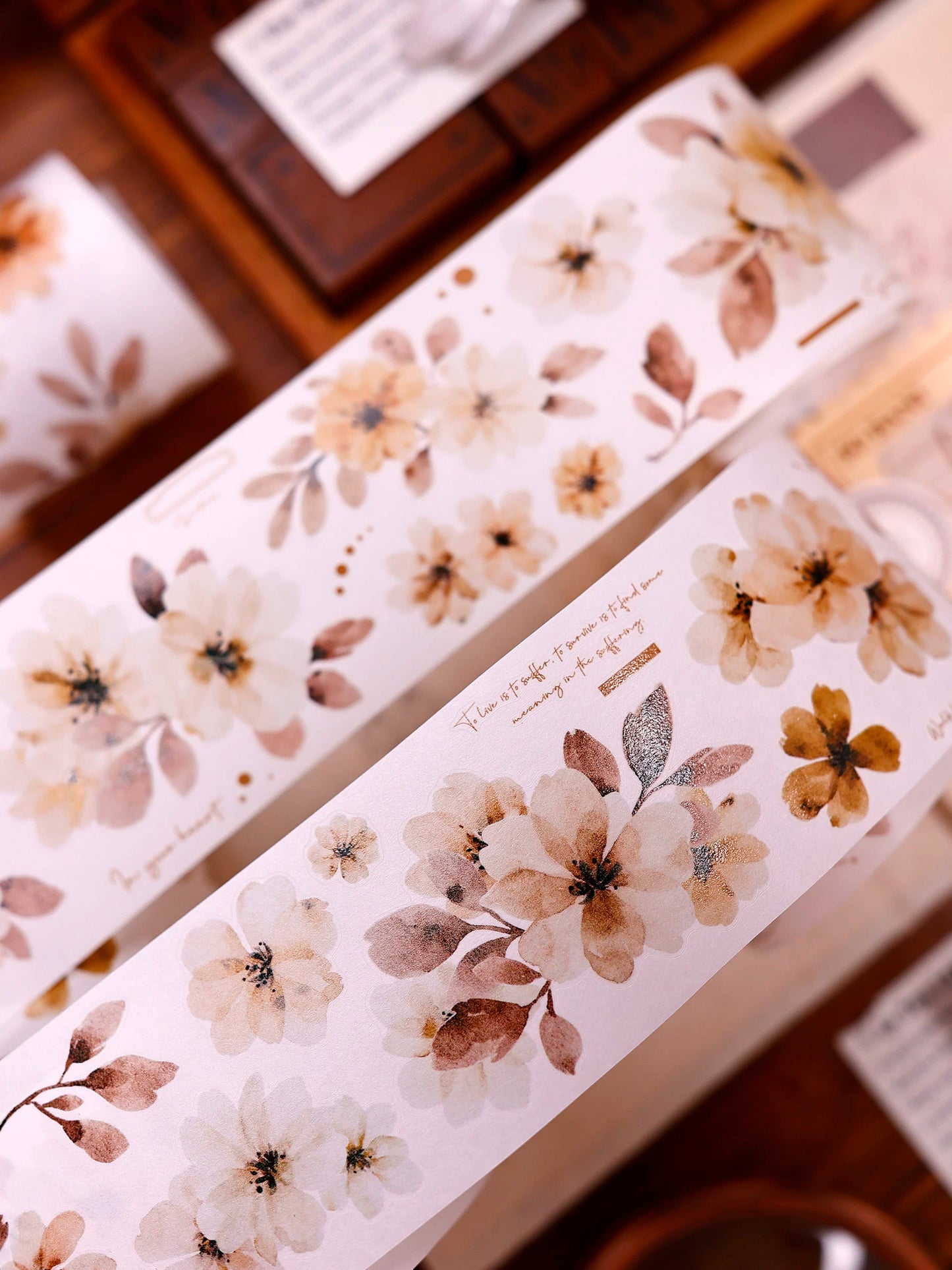 XiaoBaiJia Salt Series【Warm Yellow Fragrant Branches】Pre-cut Orginal Design Washi/Pet Tape Light Retro Stickers