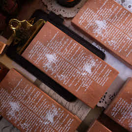 YiEr Vol18【Background English Stamp】Imported Maple Orange Rubber and Maple Wood Stamp