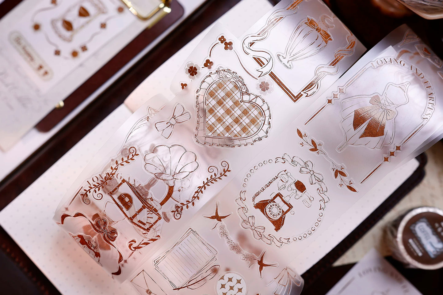 XiaoBaiJia Salt Series【Caramel Collection】Pre-cut Orginal Design Vintage Small Decorative Frame Washi/Pet Tape Light Retro Stickers