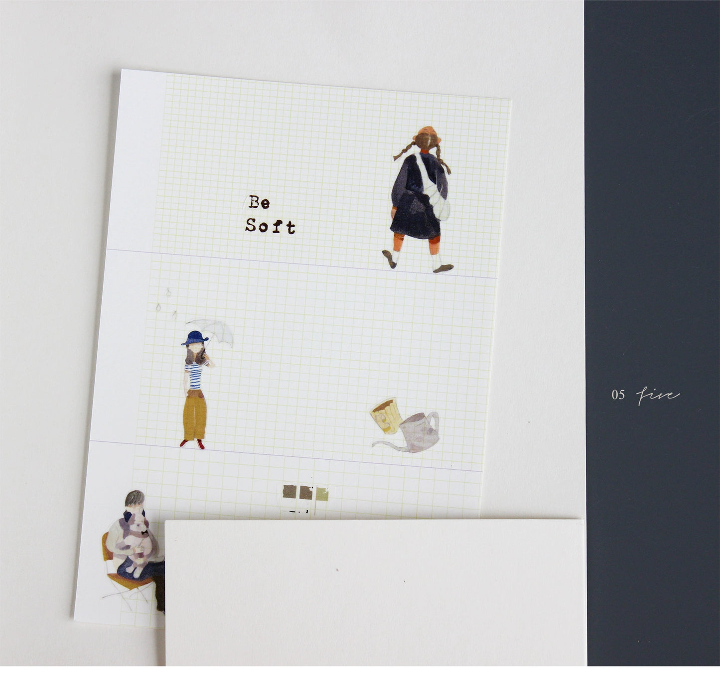 Moodtape【Walking and Drinking Coffee】Original Cute Character Washi Tape Street View Coffee Stickers