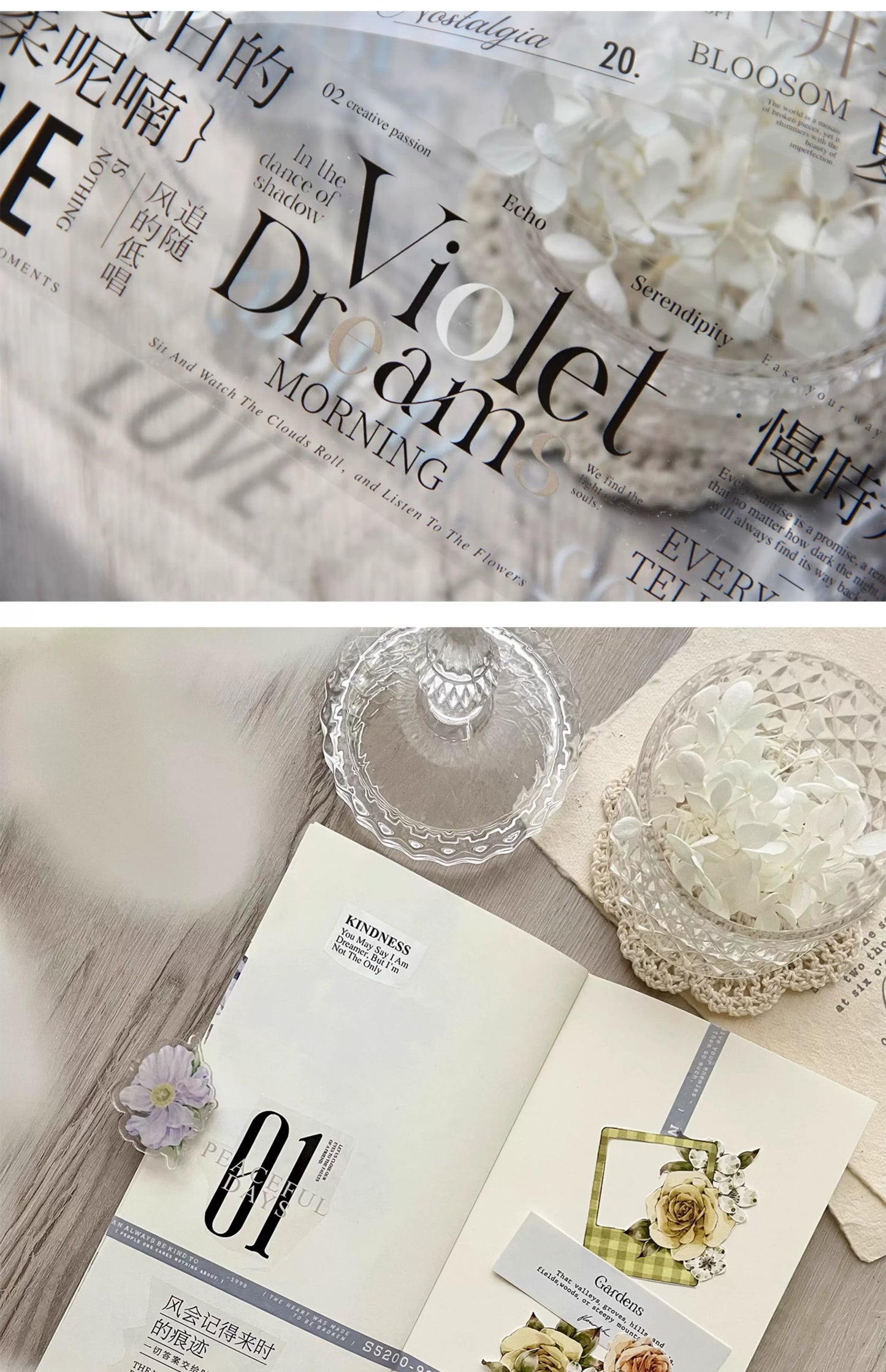 TianCheng-Vol5【Spring and Summer】English Text PET Tape,for Scrapbook Supplies,Scrapbook Tape Stickers,Junk Journal Supplies