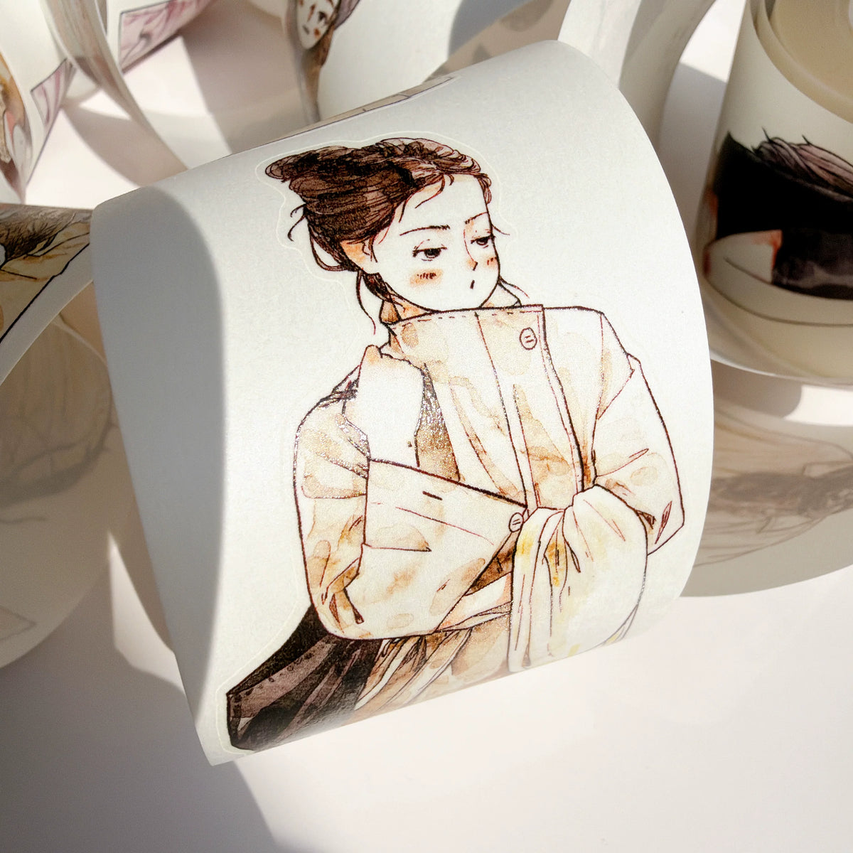 Kaixiaoxun Vol14【Small Avatar】 Pre-Cut Long Loop Washi/Matte PET Tape for Scrapbook Supplies,Junk Journal Supplies