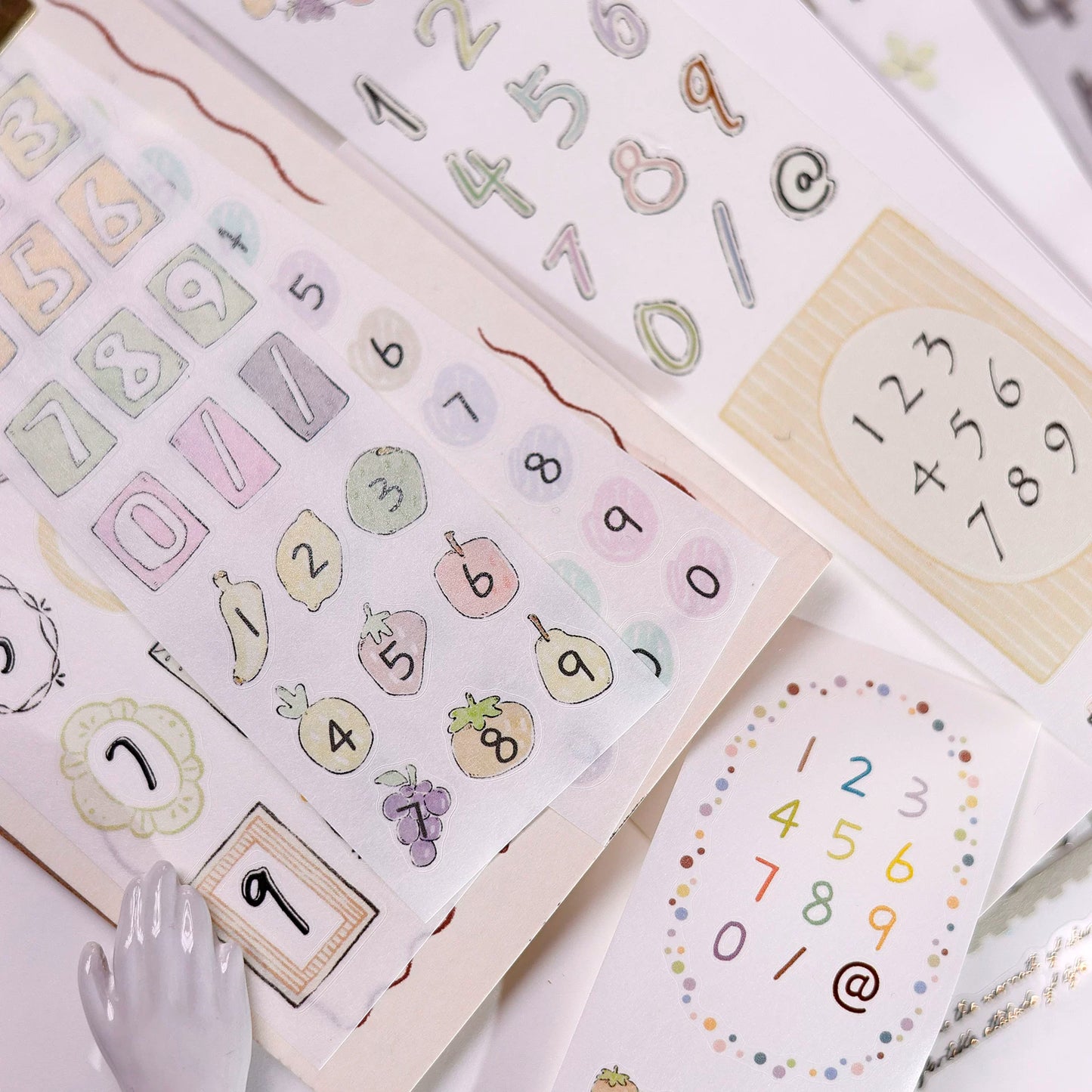 XiaoBaiJia Salt Series【Color Bar Numbers】Pre-cut Orginal Design Text Washi/Pet Tape Light Retro Stickers