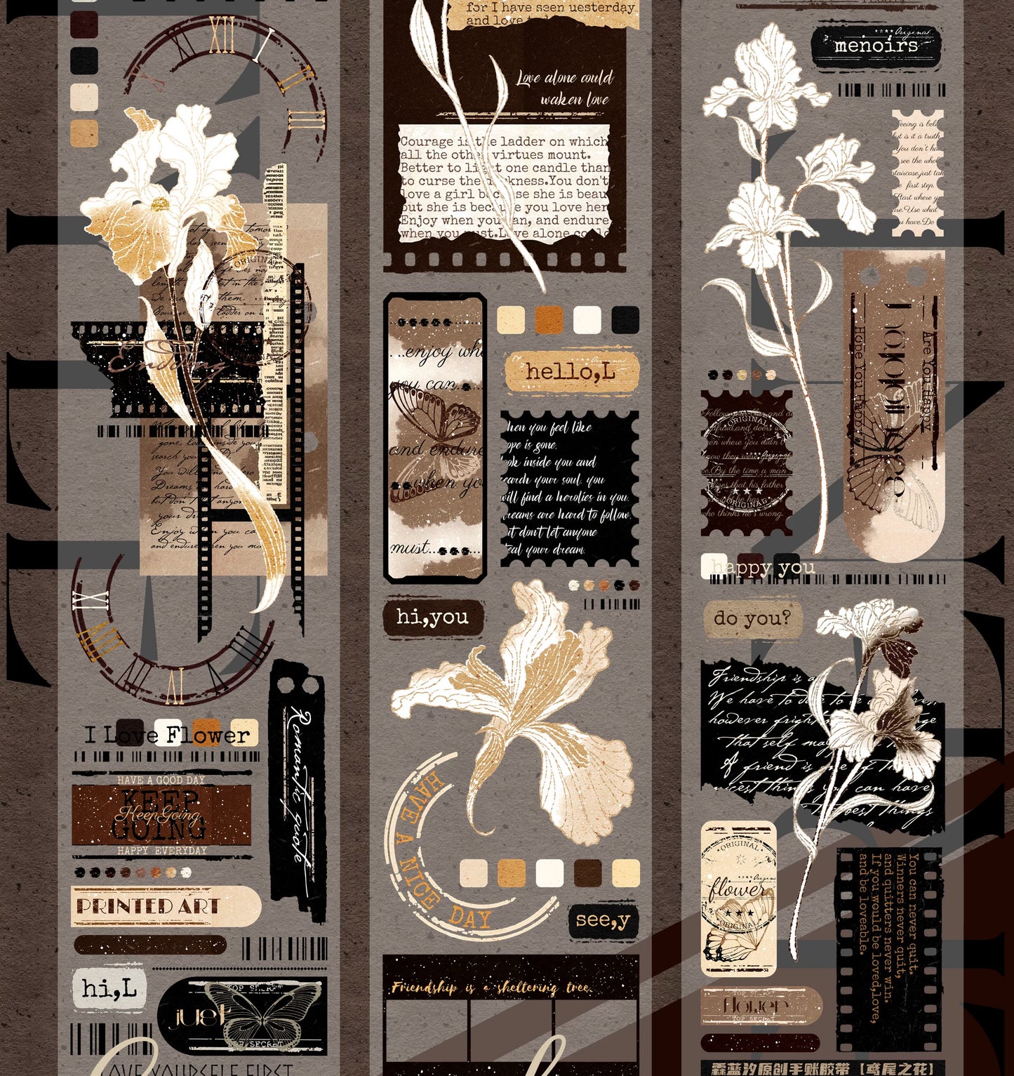 Linlanxi Vol13【Iris Flower】Original Design Retro Exquisite Light Vintage Decorative Washi Pet Tape