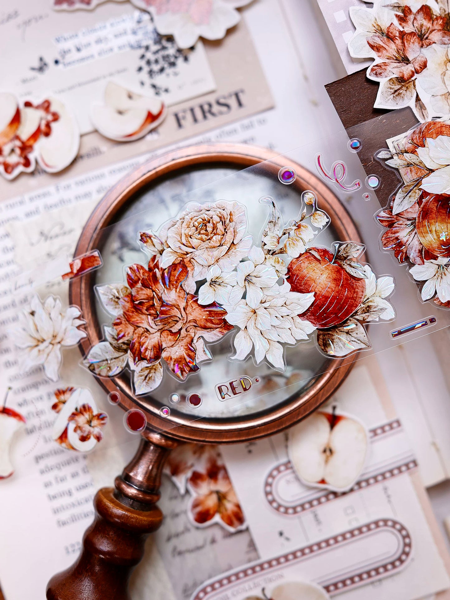 XiaoBaiJia【Sweet Dream Blossoms】Orginal Design Kiss-cut Washi/Pet Floral Tape Light Retro Landscaping Stickers