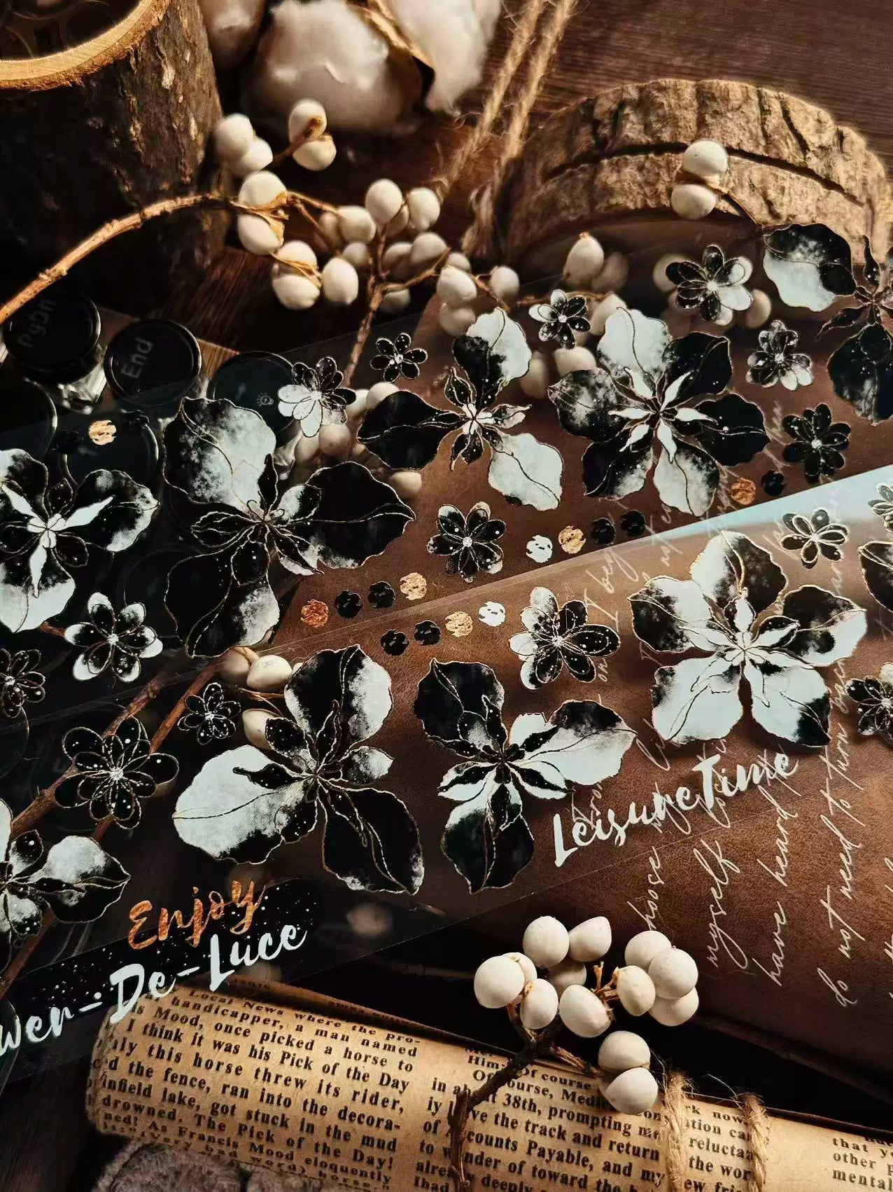 Linlanxi Vol13【Dark Kite Flowers Gradually】Original Design Retro Exquisite Vintage Decorative Washi/Pet Tape