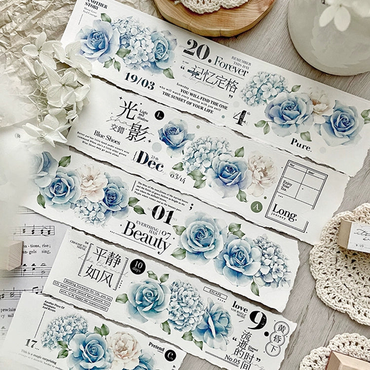 TianCheng-Vol3【Old Dream in the Garden】Floral  and Text Washi/PET Tape,for Scrapbook Supplies,Scrapbook Tape Stickers,Junk Journal Supplies