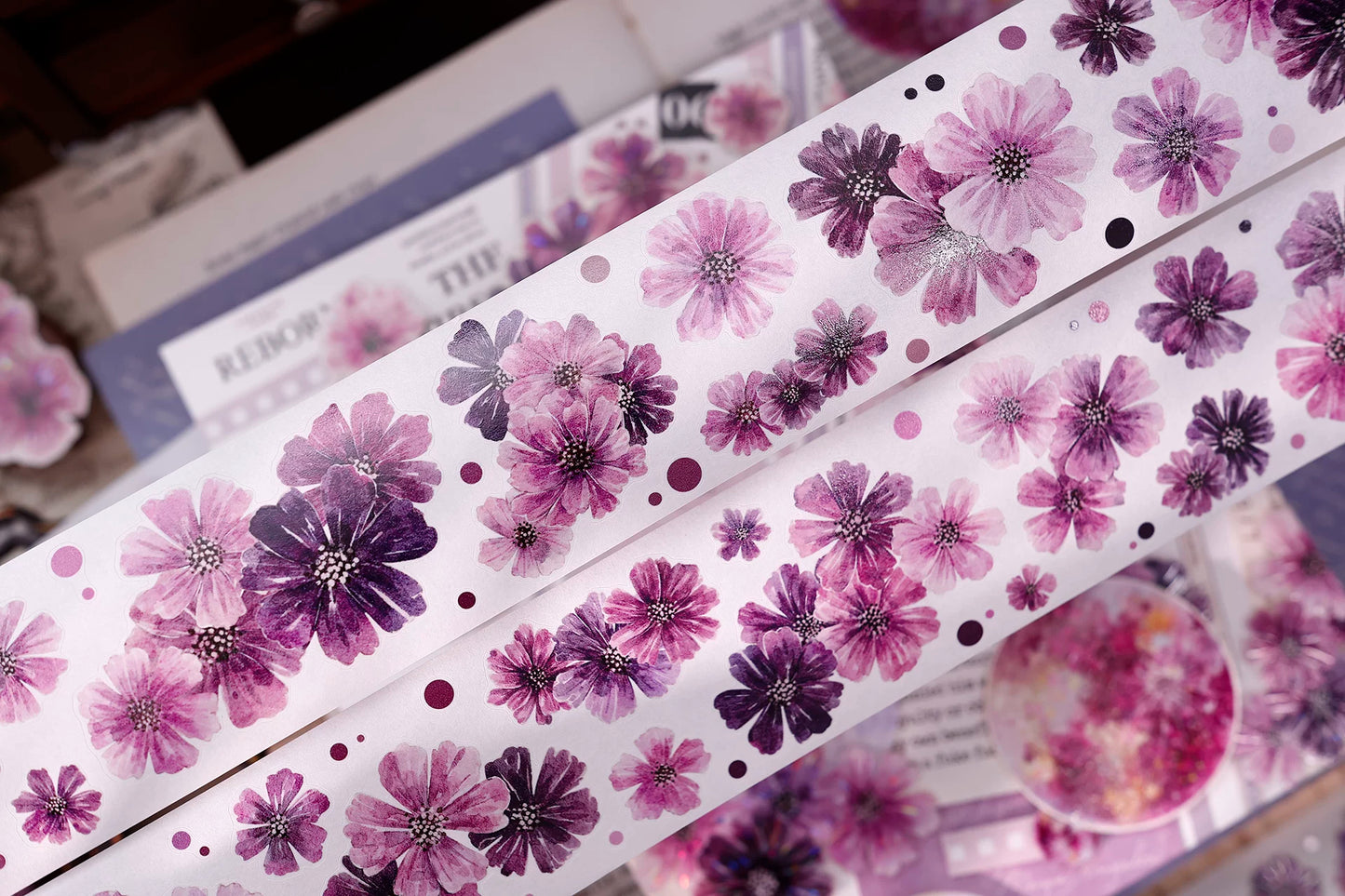XiaoBaiJia【Smoke Light Condensation Purple】Orginal Design Washi Pet Floral Tape Light Retro Landscaping Stickers