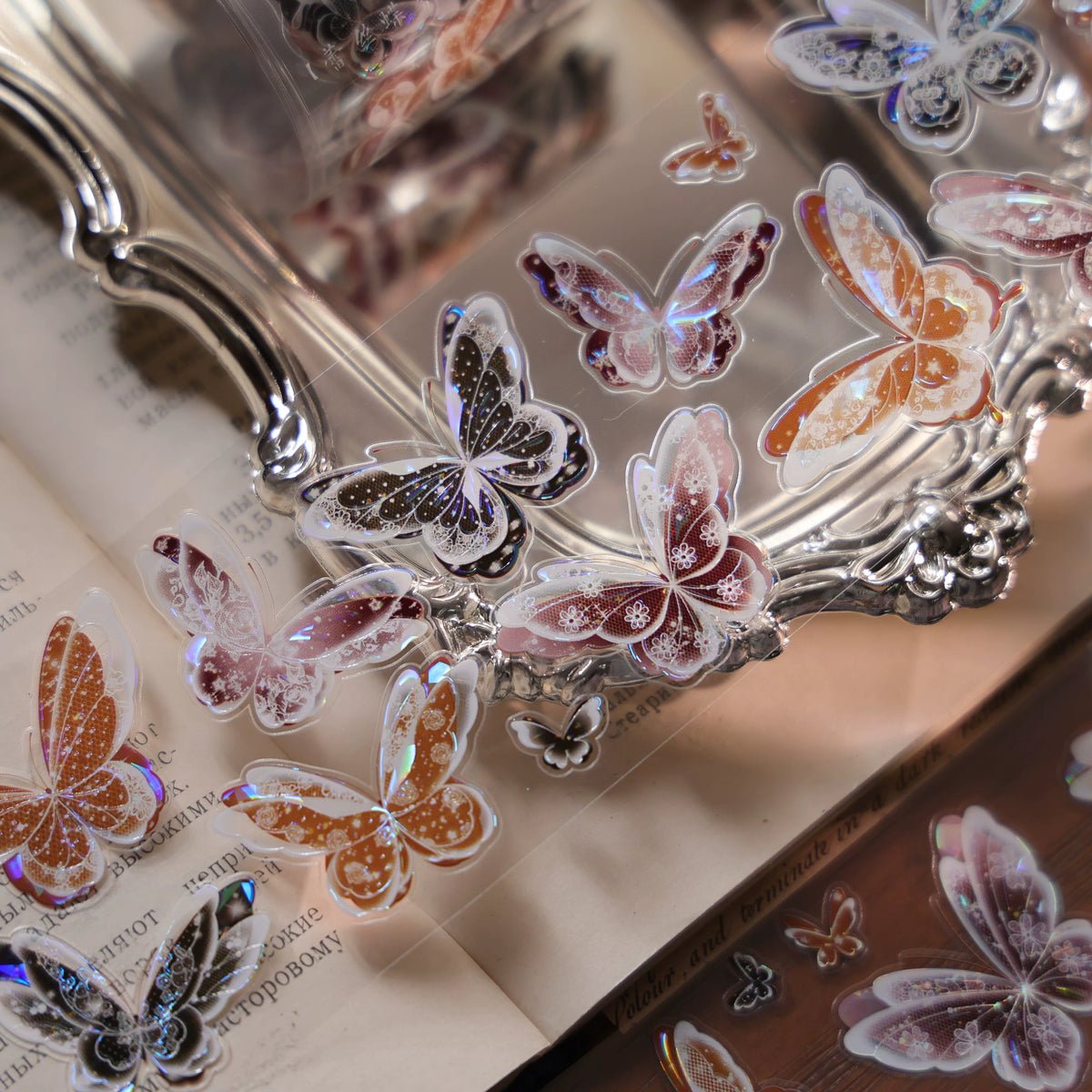 YiEr Vol18【Glasswing Butterfly】Pre-cut Orginal Design Butterfly Washi Tape and PET Stickers