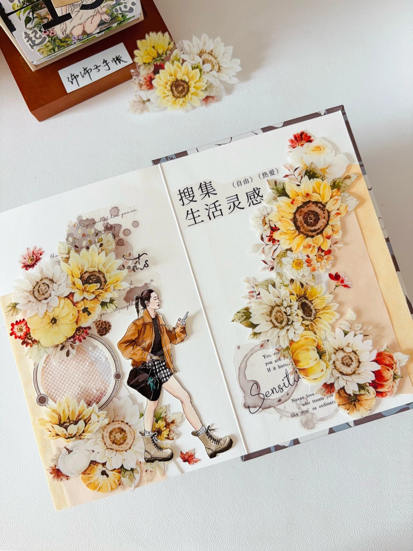 YiEr Vol14【Fields of Gold】Sunflower Floral Washi Tape and PET Stickers