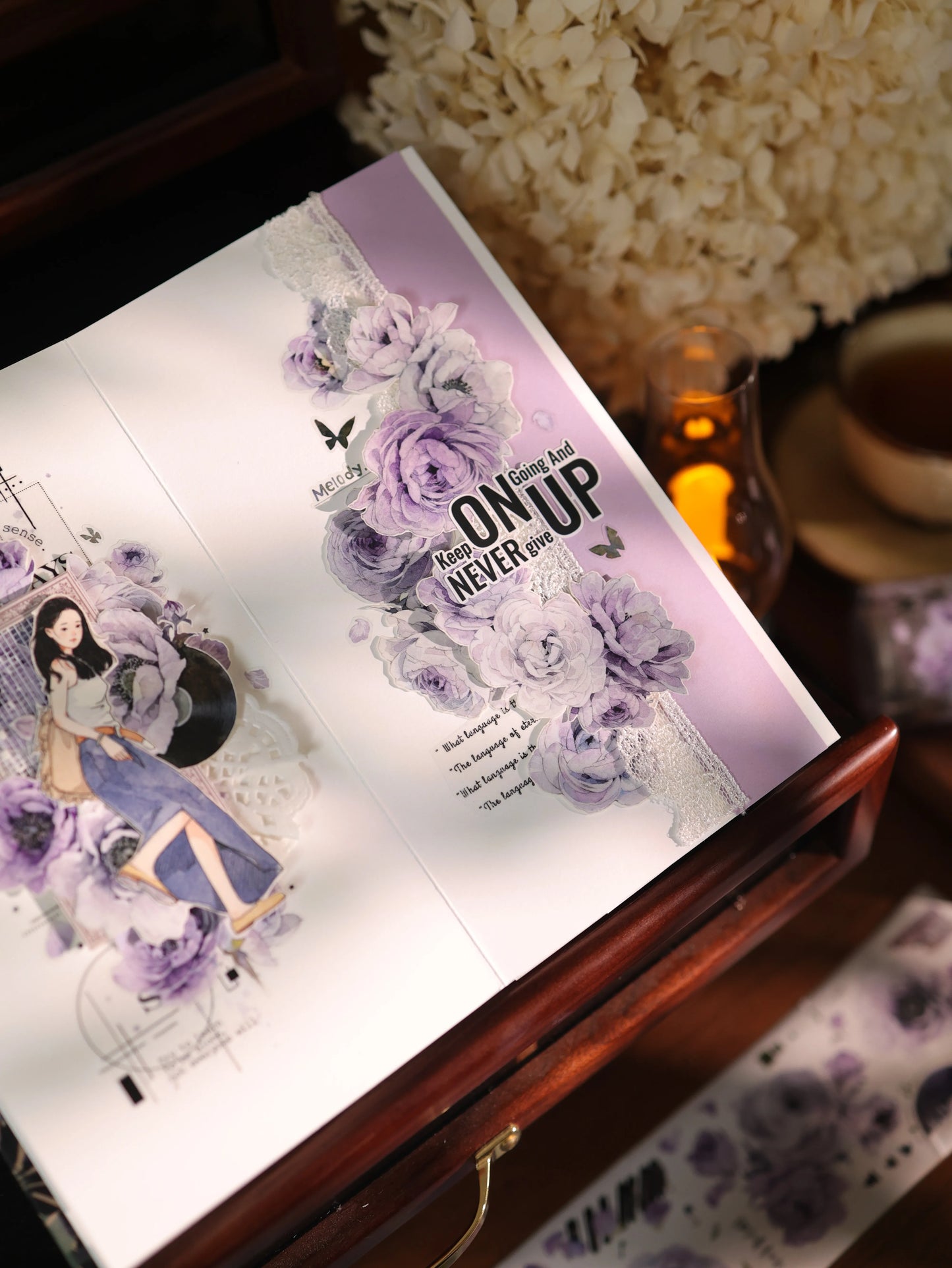 YiEr Vol17【Purple Echo】Kiss-cut Floral Washi Tape and PET Stickers