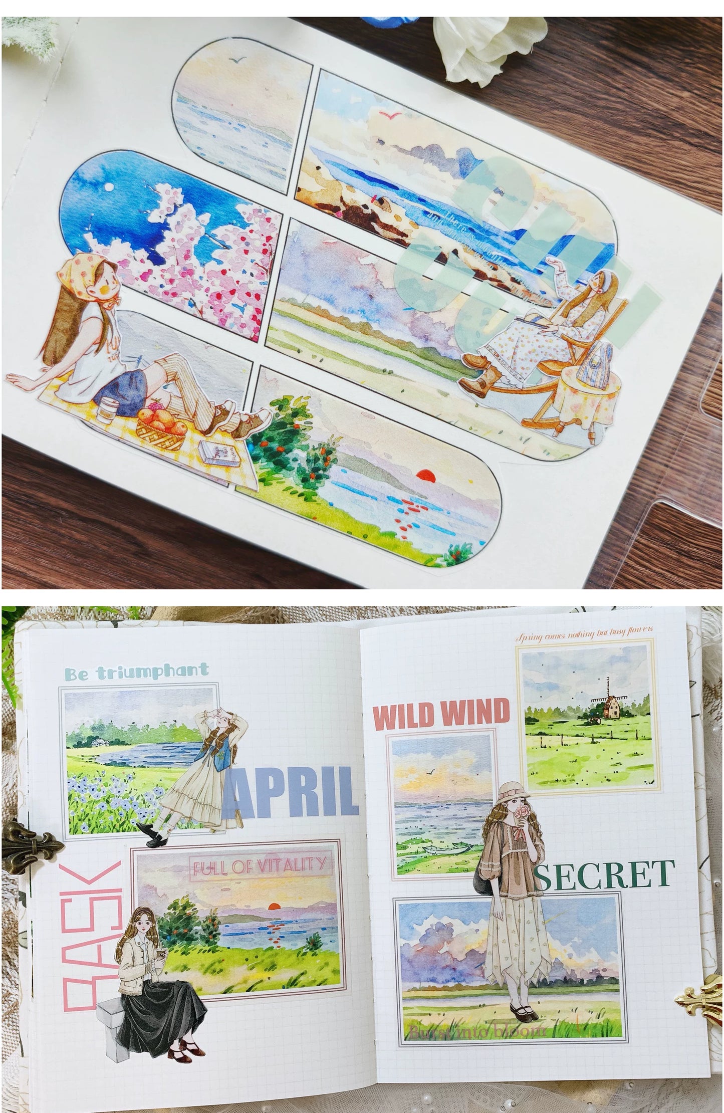 XingXing Vol7【Mountains and Seas Stretch Endlessly】 Pre-cut Light Retro Scene Washi/PET Tape
