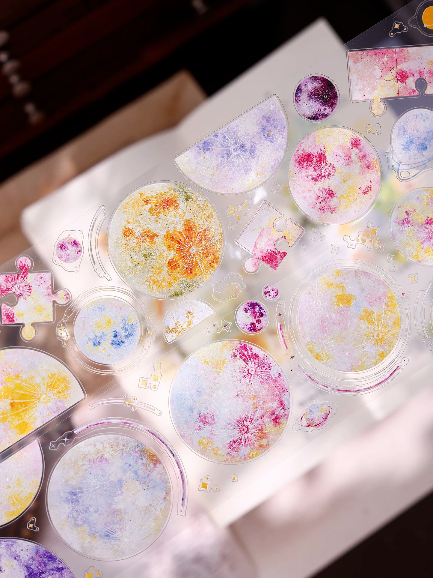 XiaoBaiJia【Starfall】Pre-cut Dream Planet Orginal Design Washi Pet Tape Light Retro Stickers