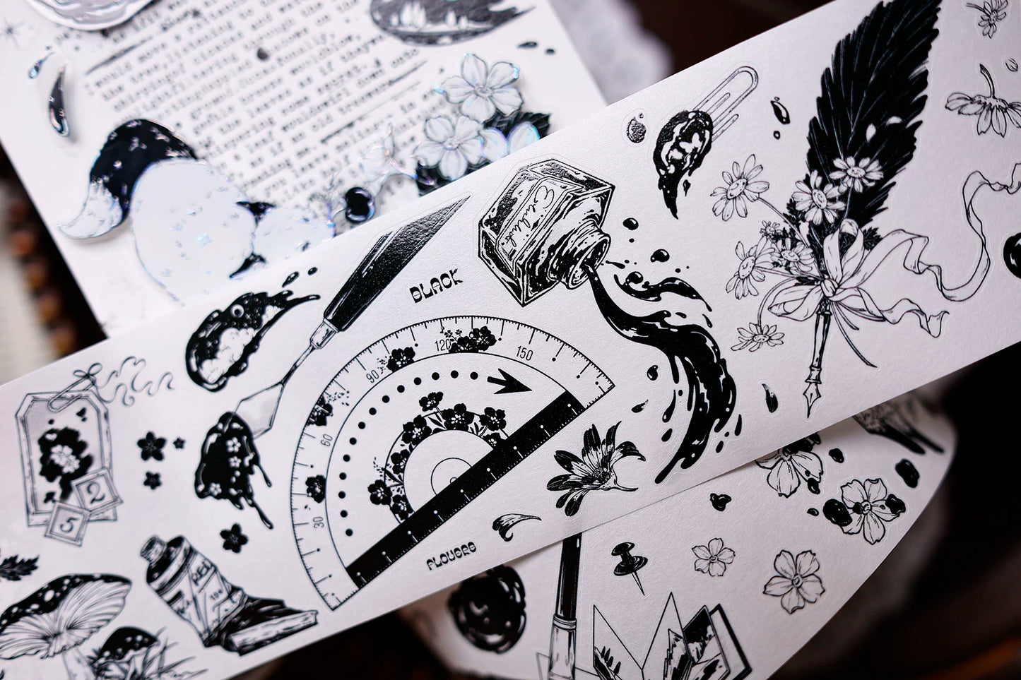 XiaoBaiJia Salt Series【Black and White Art World】Pre-cut Orginal Design Washi/Pet Tape Light Retro Stickers