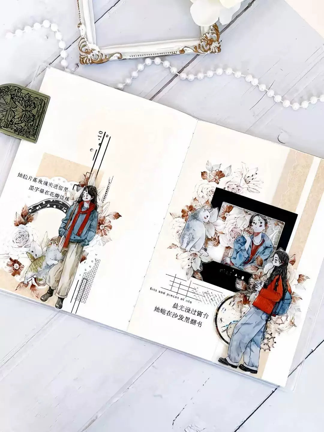 Kaixiaoxun Vol11【Slow Narrative Collection】 Pre-Cut Long Loop Washi/Matte PET Tape for Scrapbook Supplies,Junk Journal Supplies
