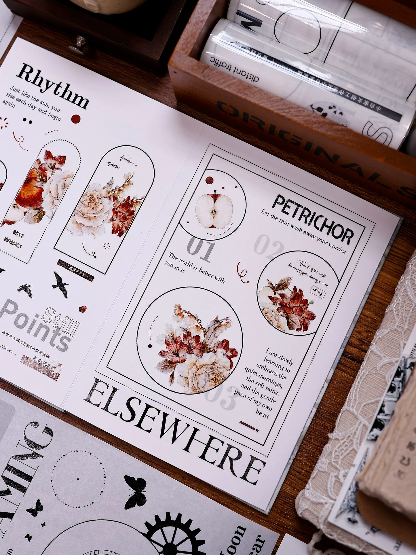 XiaoBaiJia Salt Series【Blank Line Frame】Pre-cut Orginal Design Washi/Pet Tape Light Retro Stickers