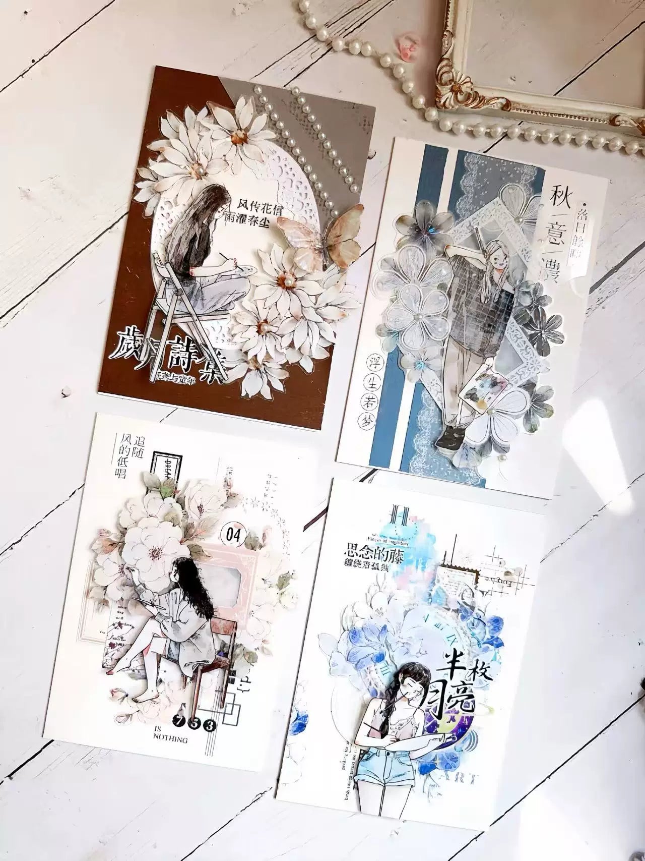 Kaixiaoxun Vol12【The Girl Who Draws】 Pre-Cut Long Loop Washi/Matte PET Tape for Scrapbook Supplies,Junk Journal Supplies