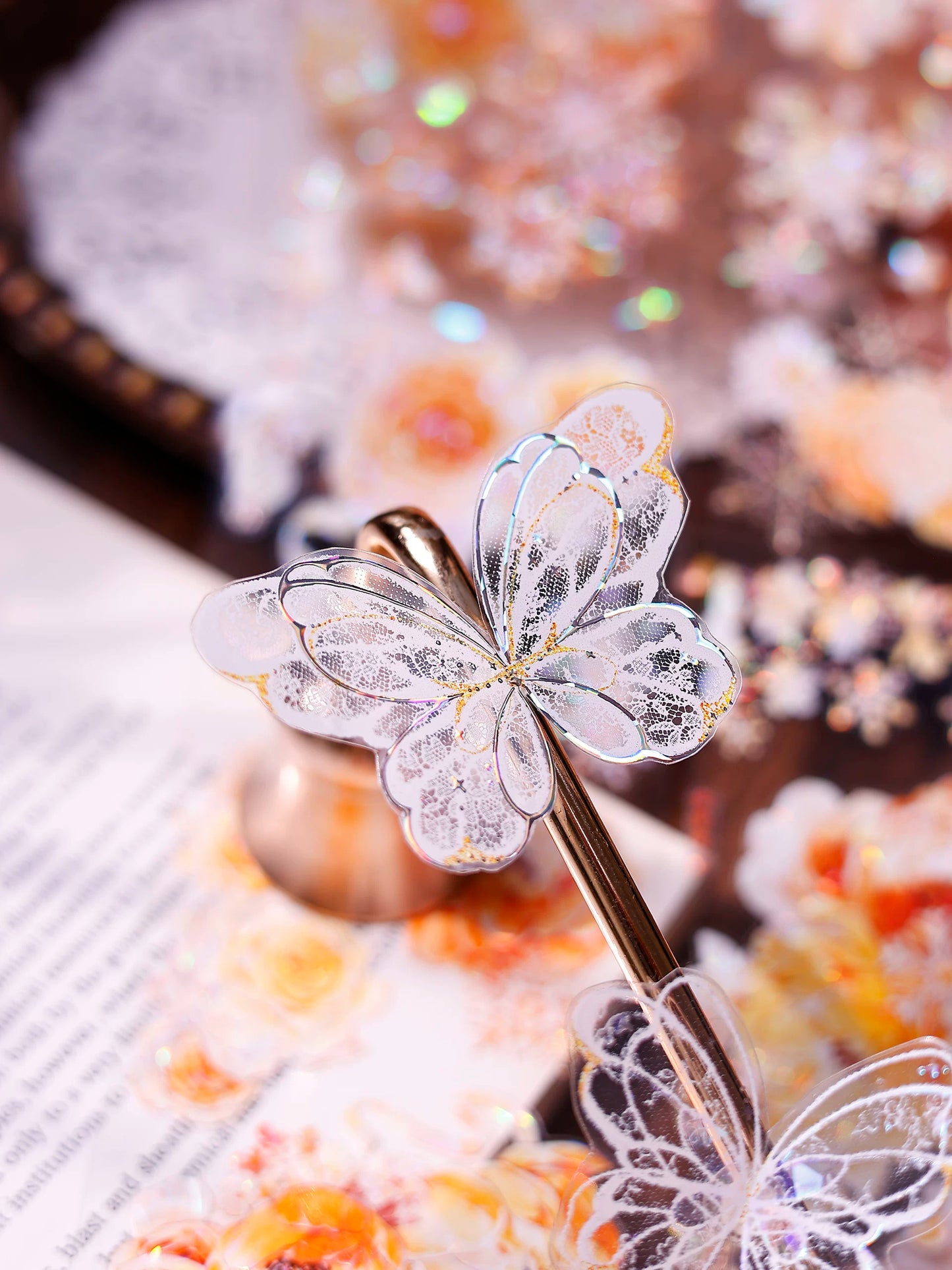 XiaoBaiJia Salt Series【Butterfly Feathers Chasing Light】Orginal Design Kiss-cut Washi/Pet Floral Tape Light Retro Landscaping Stickers