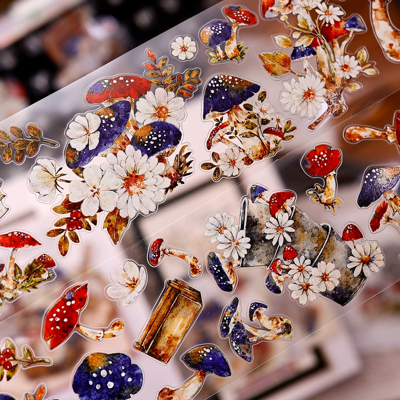 XiaoBaiJia【Mushroom Tales in the Woods】Orginal Design Kiss-cut Washi Pet Floral Tape Light Retro Landscaping Stickers