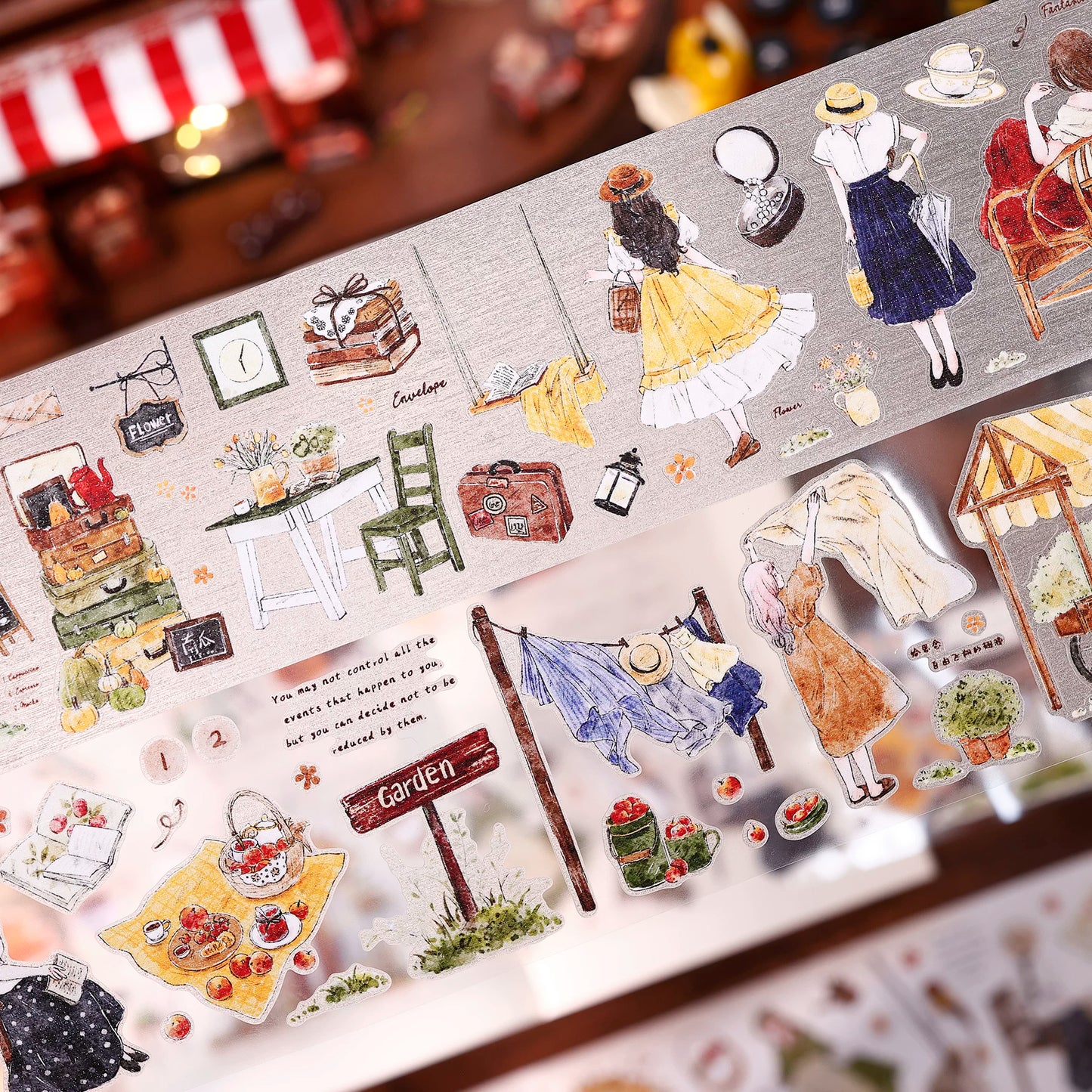 XiaoBaiJia Salt Series【Warm Light and Leisurely Delights】Pre-cut Orginal Design Vintage Scene Washi/Pet Tape Light Retro Stickers