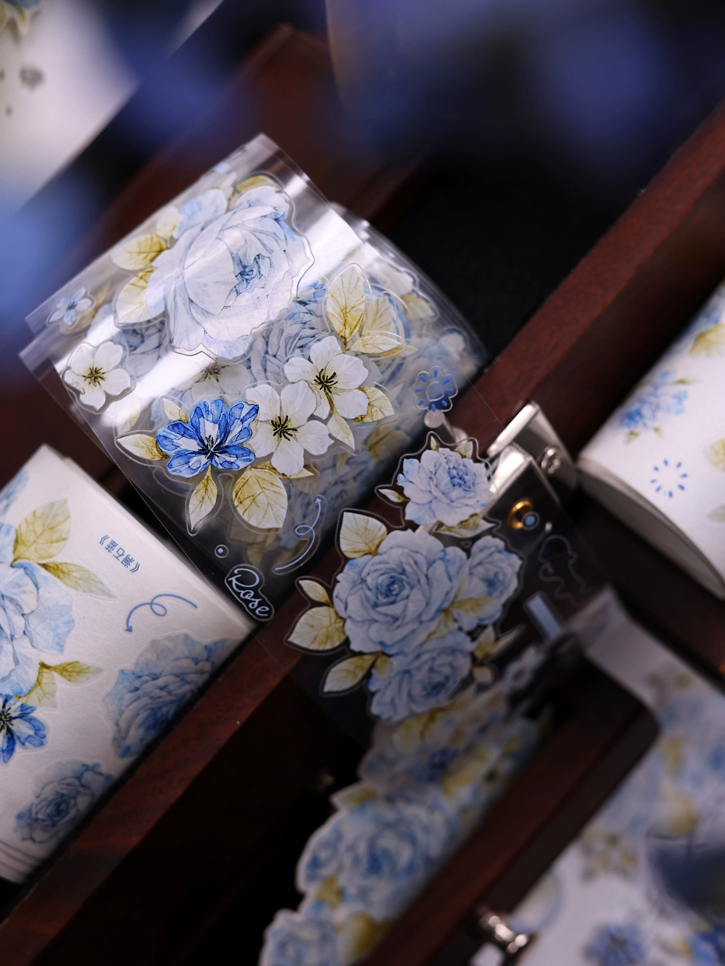 XiaoBaiJia【Jian Shi Blue】Light Retro Orginal Design Washi Pet Tape Landscape Stickers