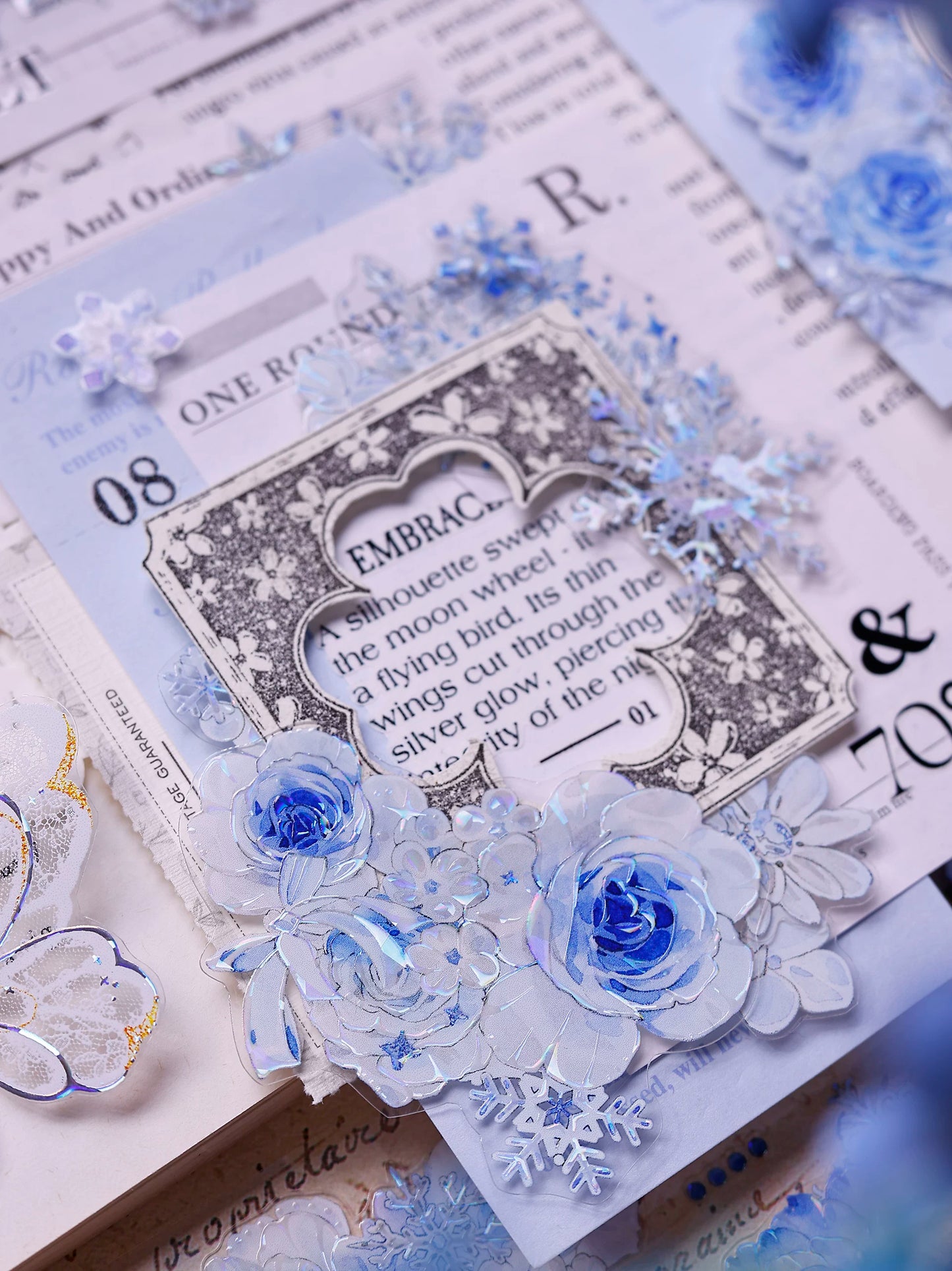 XiaoBaiJia Salt Series【Yingxue Blue】Orginal Design Kiss-cut Washi/Pet Tape Light Retro Fresh Snowflakes Stickers