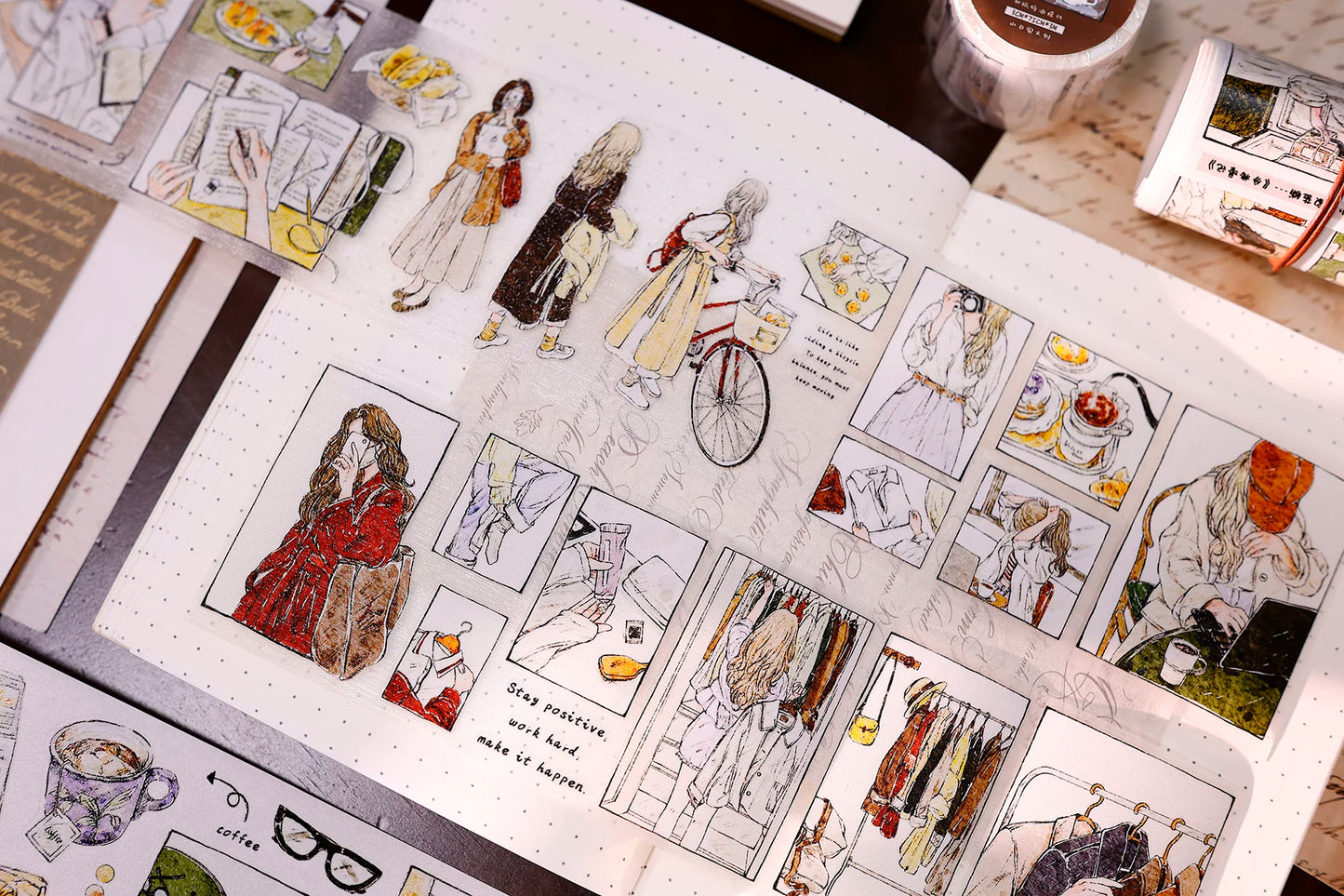 XiaoBaiJia Salt Series【Fengge Manji】Pre-cut Orginal Design Comic-style Daily Life Washi/Pet Tape Light Retro Stickers