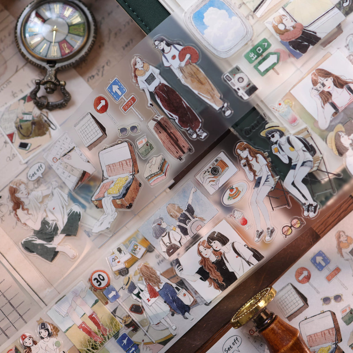 YiEr Vol18【Journey】Salt Series Pre-cut Orginal Design Travel Character Storyboard Washi Tape and PET Stickers