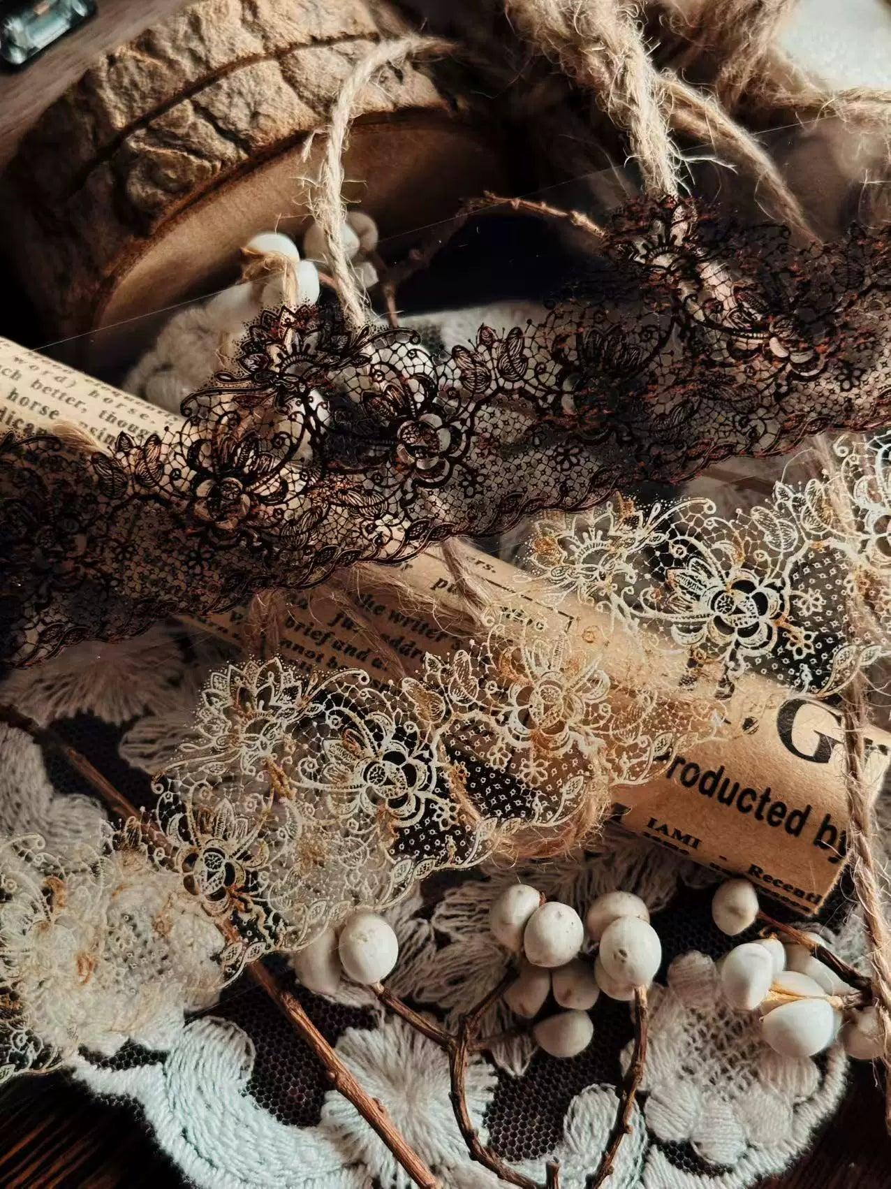 Linlanxi Vol13【Vintage Lace Trim】Original Design Retro Broken Paper Bookkeeping Washi Pet Tape