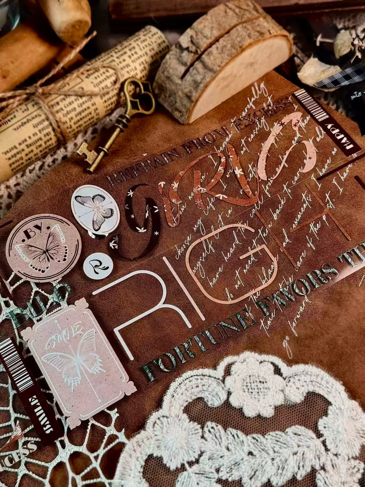 Linlanxi 【Residual Charm and Flowing Light】Original Pre-cut Washi/Pet Tape,New Fashion Retro Wider English Text