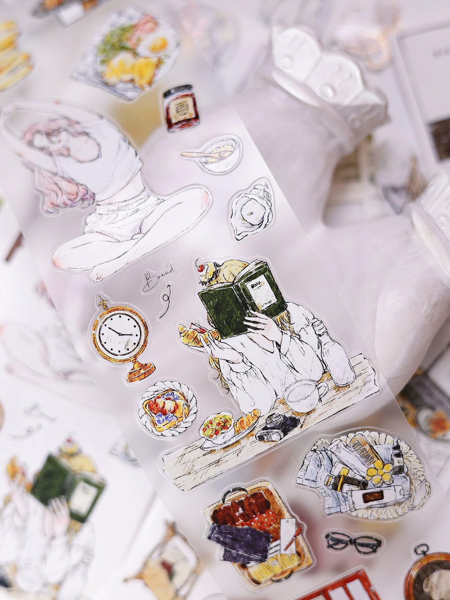 XiaoBaiJia Salt Series【Life Scroll】Pre-cut Orginal Design Washi/Pet Tape Light Retro Stickers