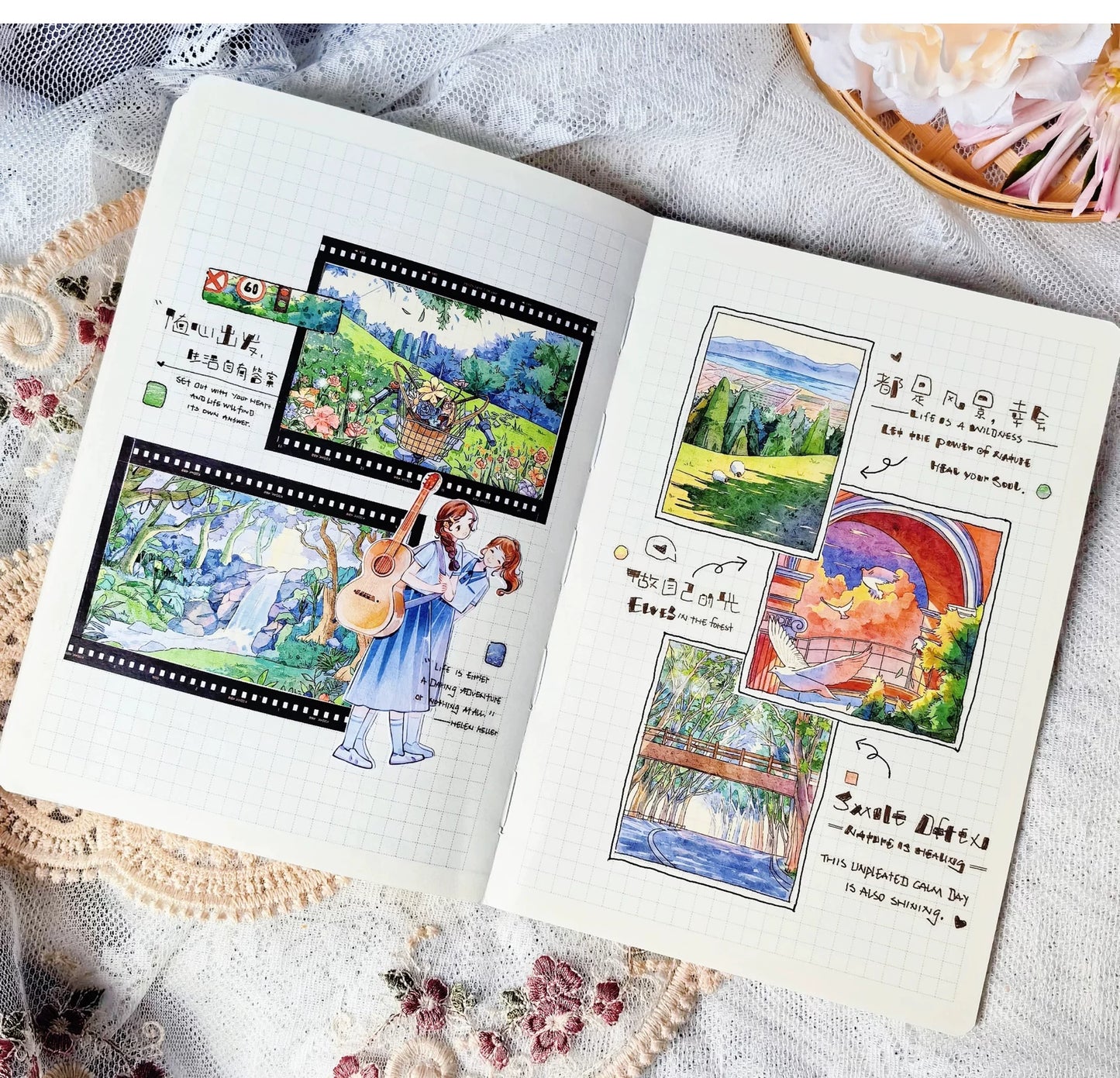 XingXing【Little Bliss】 Pre-cut Salt Based Warm Healing Scene Washi/PET Tape