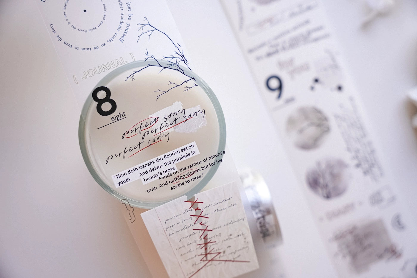 YuanZi Vol7【Sepia Letters】Orginal Design Washi/Pet English Text Tape Light Retro Stickers,for Scrapbook Supplies,Scrapbook Tape Stickers,Junk Journal Supplies