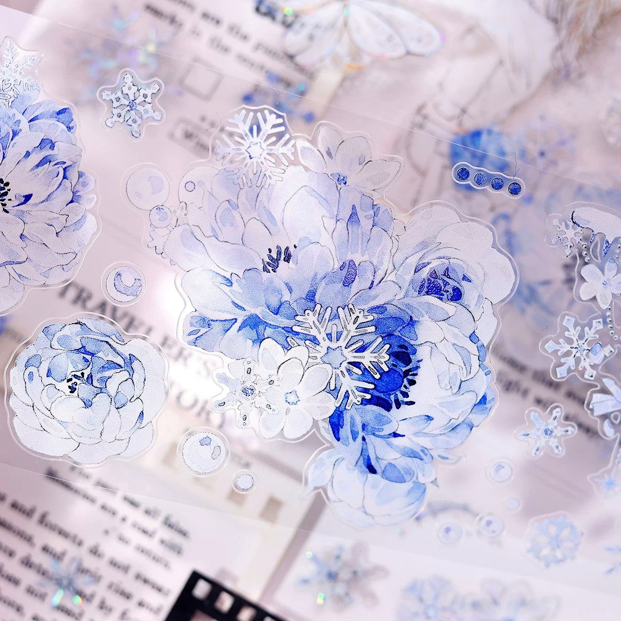 XiaoBaiJia Salt Series【Yingxue Blue】Orginal Design Kiss-cut Washi/Pet Tape Light Retro Fresh Snowflakes Stickers