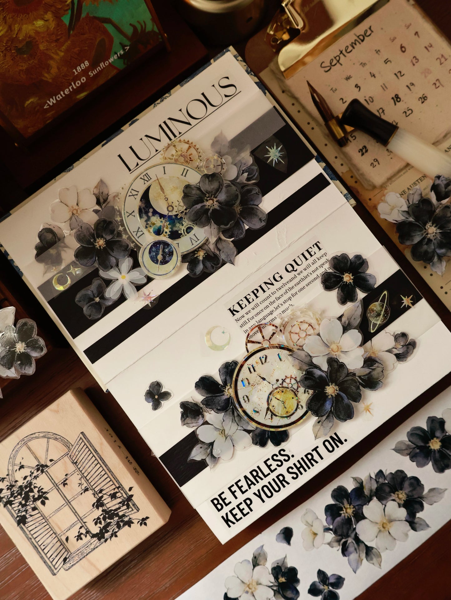 YiEr Vol15【Black and White Narrative Language】Orginal Design Pre-cut Washi/Pet Floral Tape Light Retro Landscaping Stickers