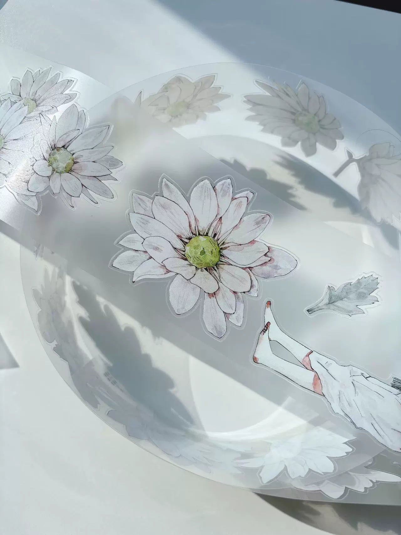 Kaixiaoxun Vol10【Soft Mist Powder】 Pre-Cut Long Loop Flower Background Washi/Matte PET Tape for Scrapbook Supplies,Junk Journal Supplies