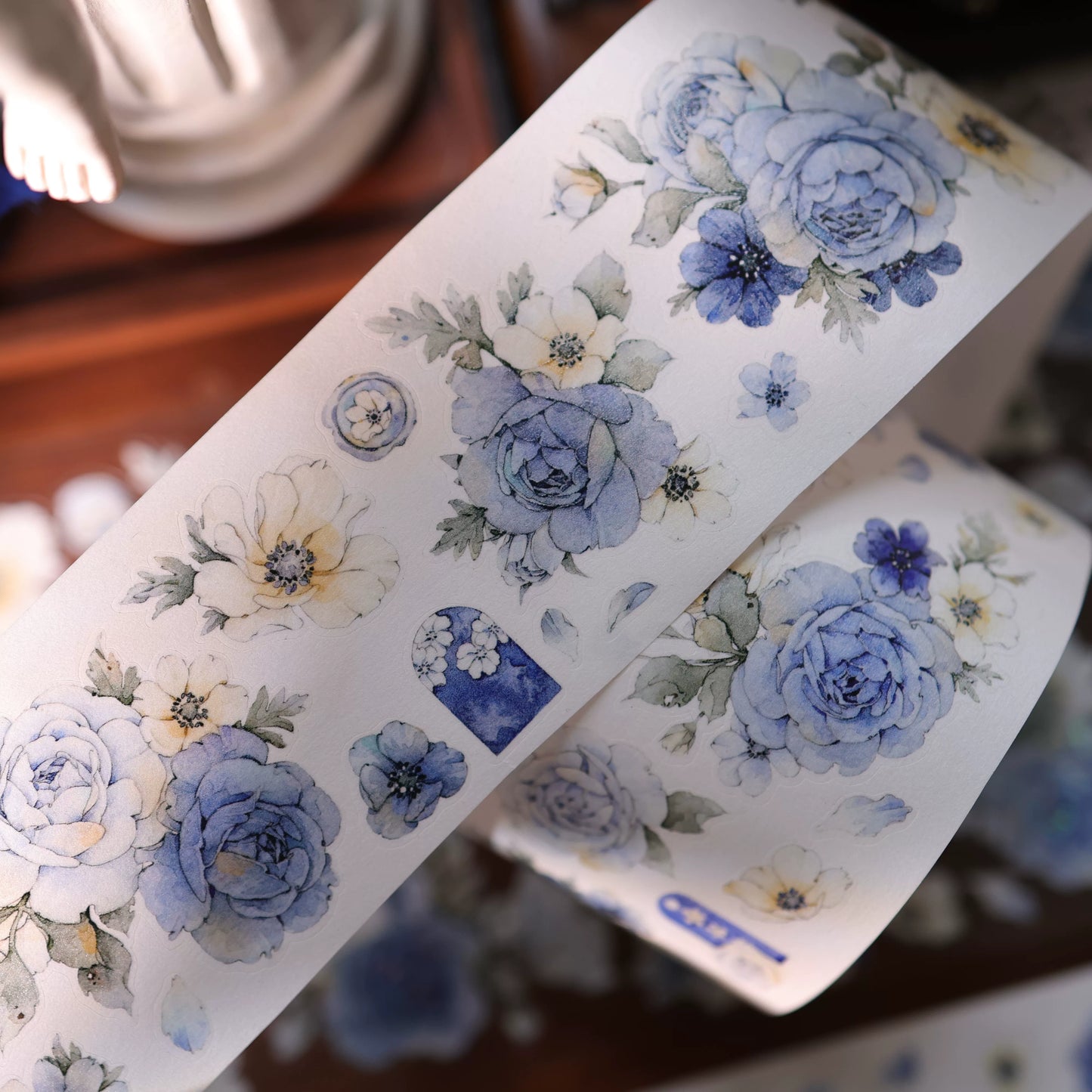 YiEr Vol17【Blue-Violet Flower】Kiss-cut Floral Washi Tape and PET Stickers