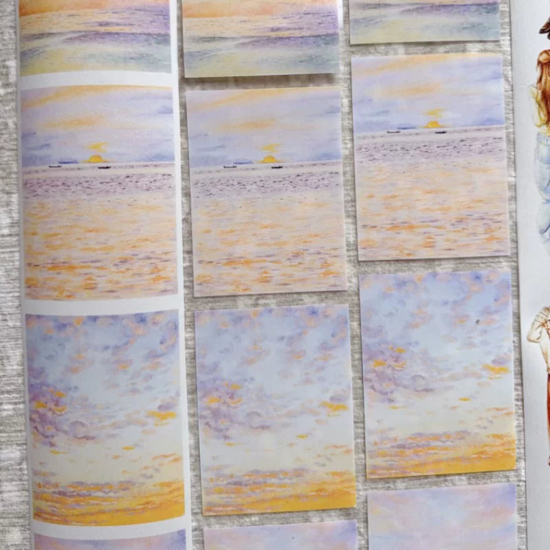 ZaoZao Vol3【Sky Color】Original Design Kiss-Cut Washi PET Tape Stickers,for Scrapbook Supplies,Journaling,Junk Journal,Bullet Journal,Planner Stickers